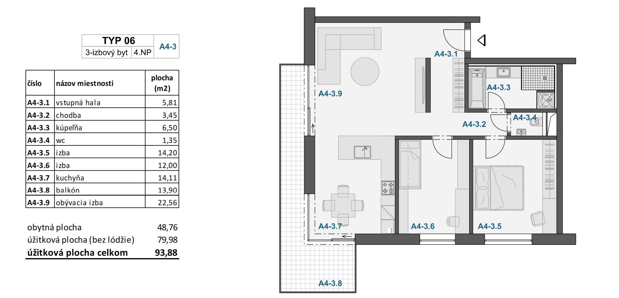 Záhradky - 25.A4-3 - Pôdorys