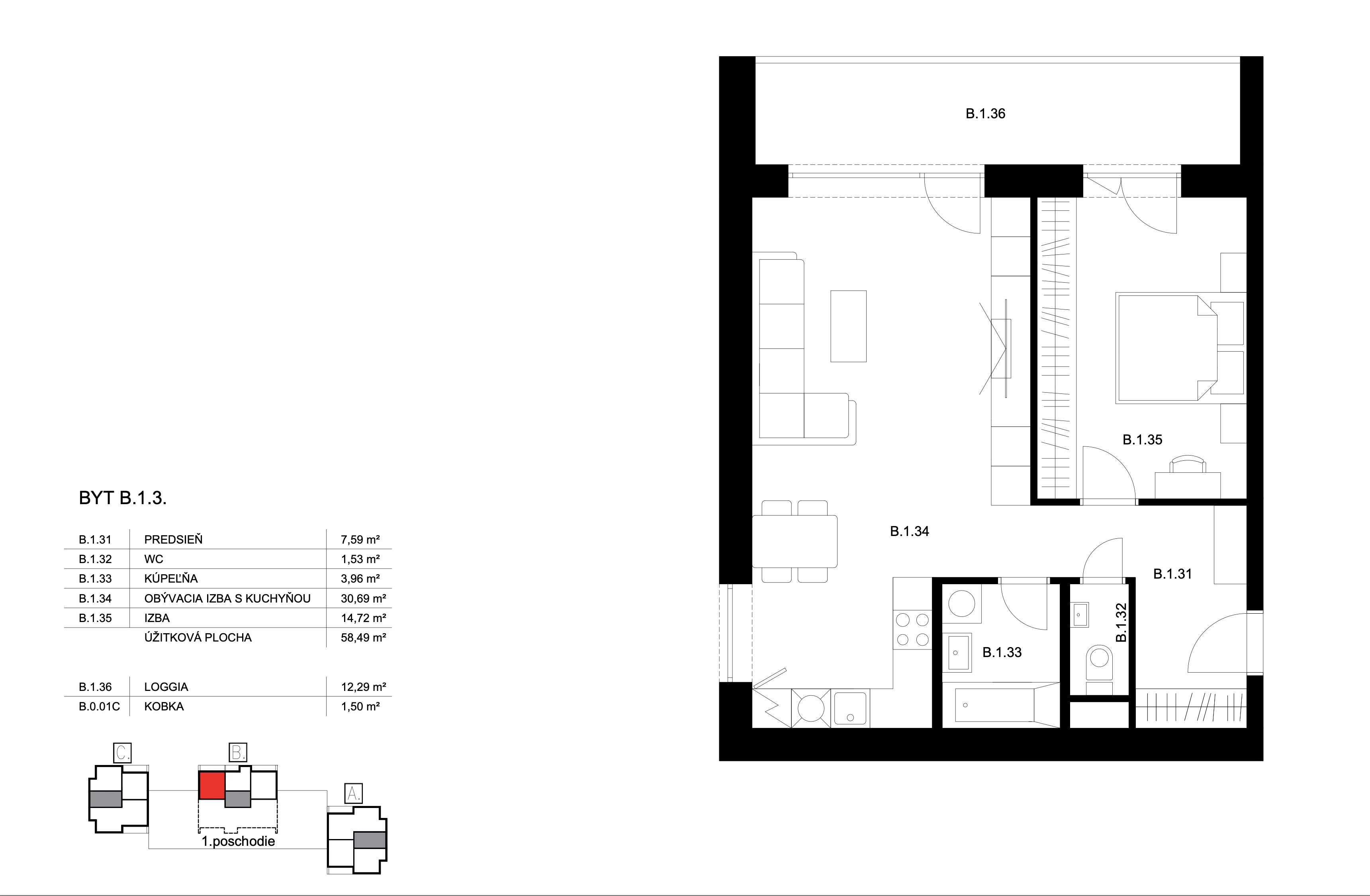 Bell Residence - B.1.3 - Pôdorys