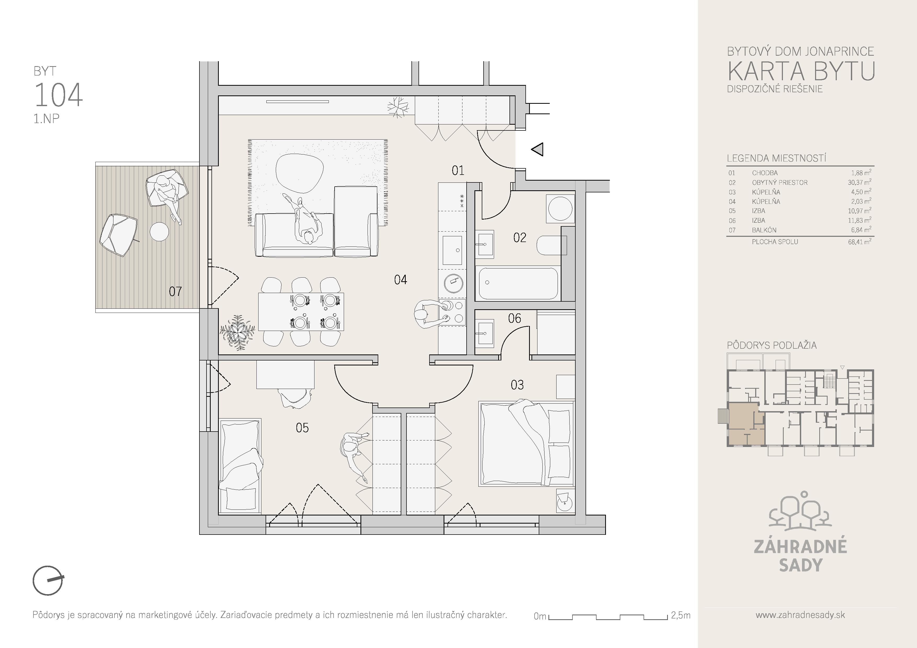 Záhradné Sady - B104 - Pôdorys
