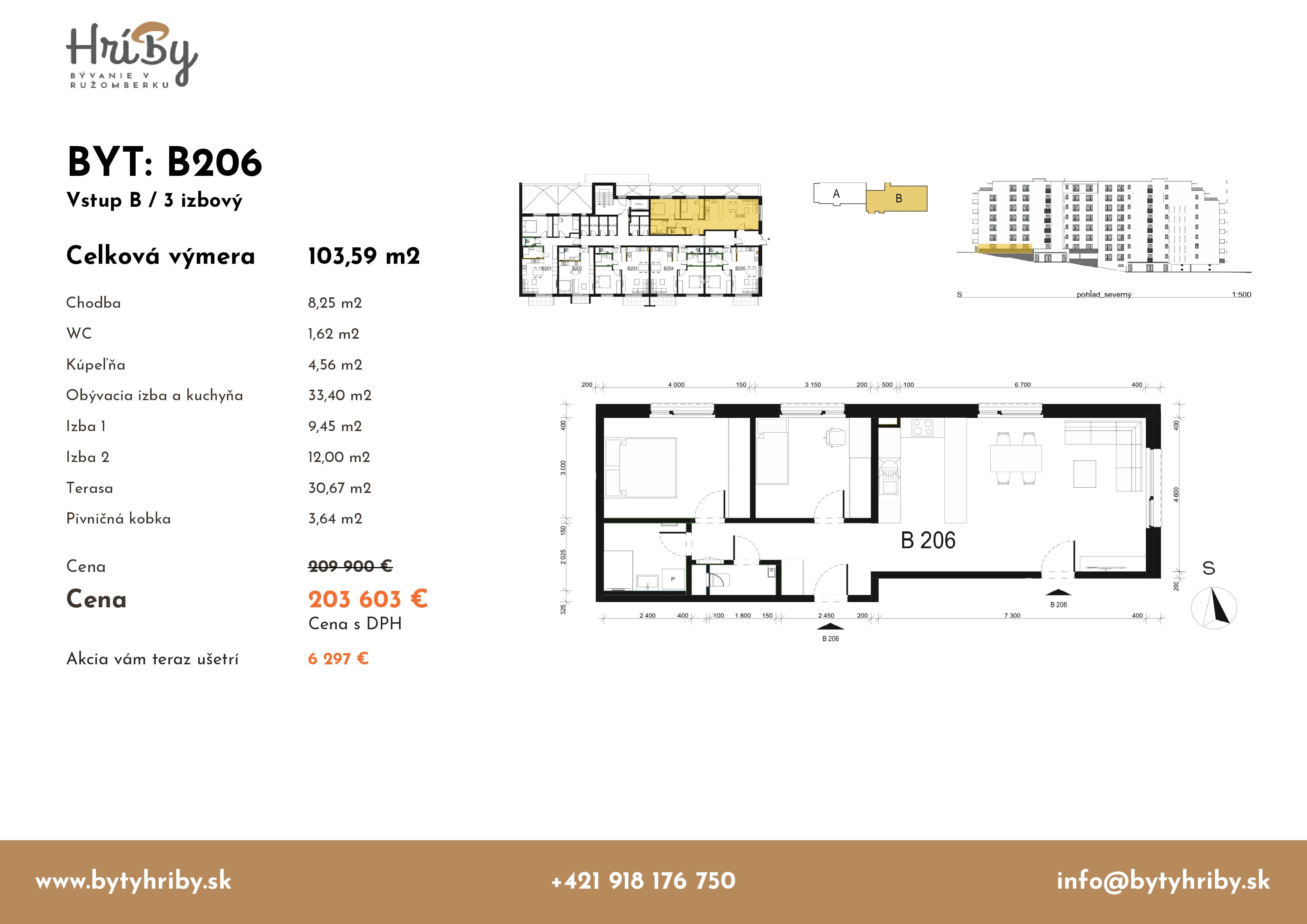 Hríby - B206 - Pôdorys