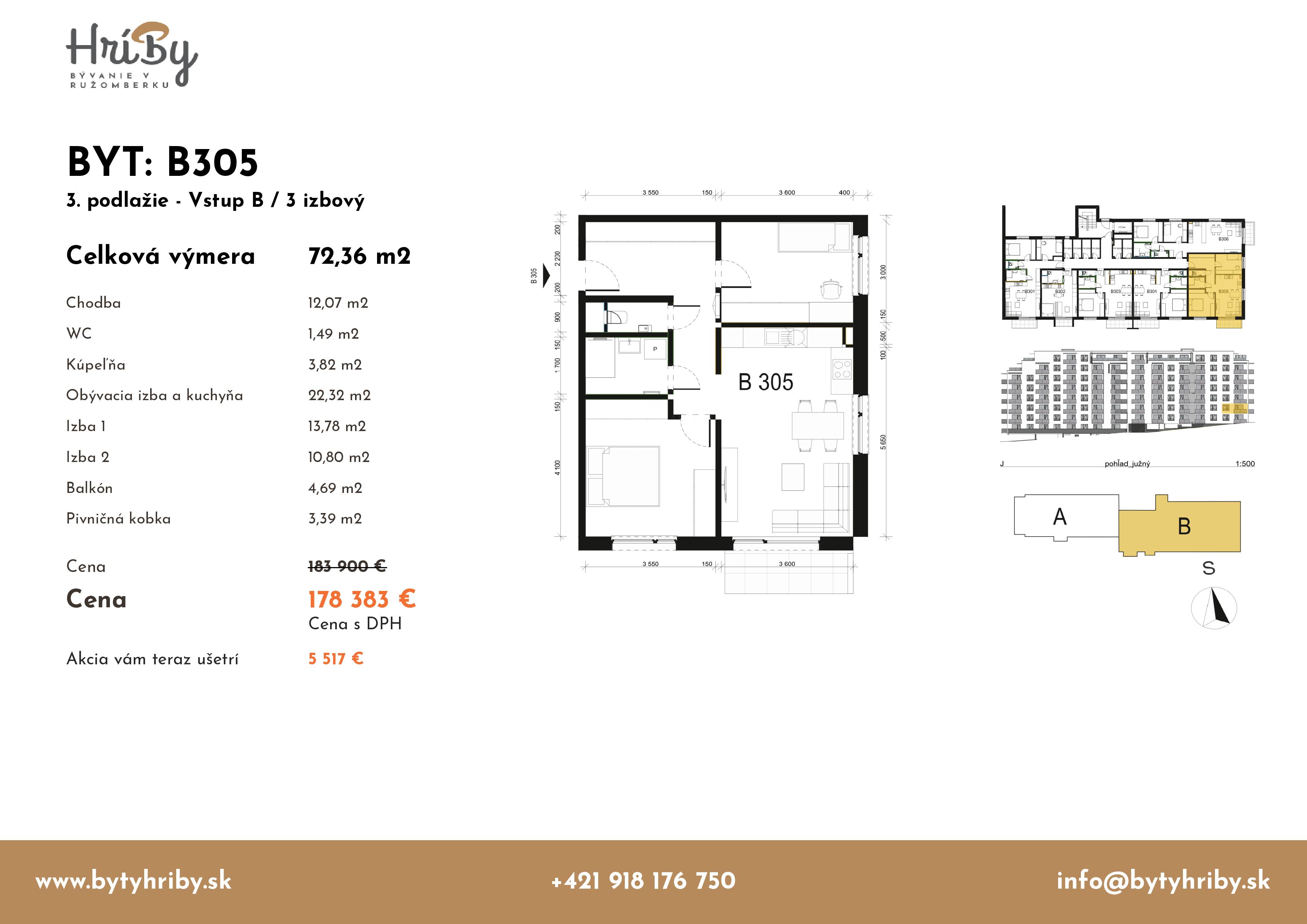 Hríby - B305 - Pôdorys