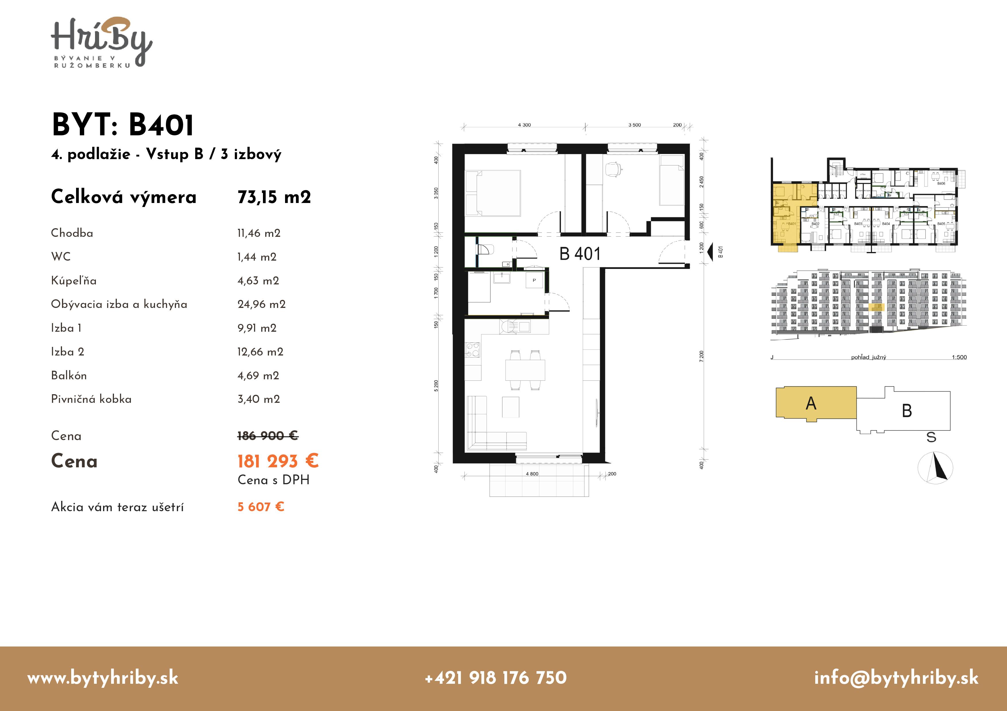 Hríby - B401 - Pôdorys