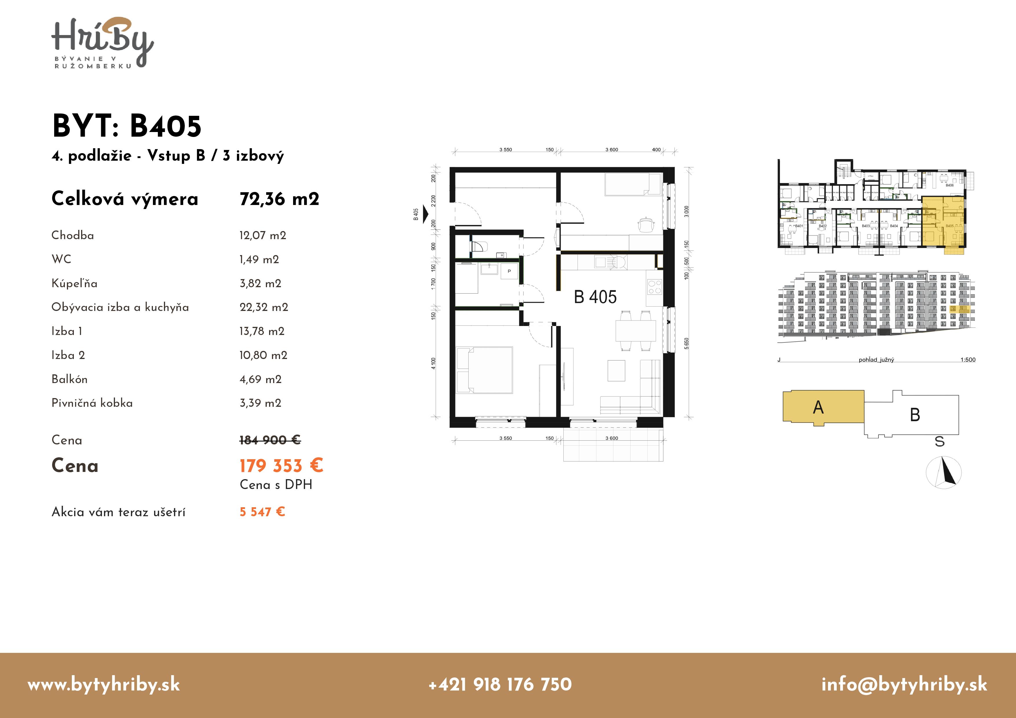 Hríby - B405 - Pôdorys