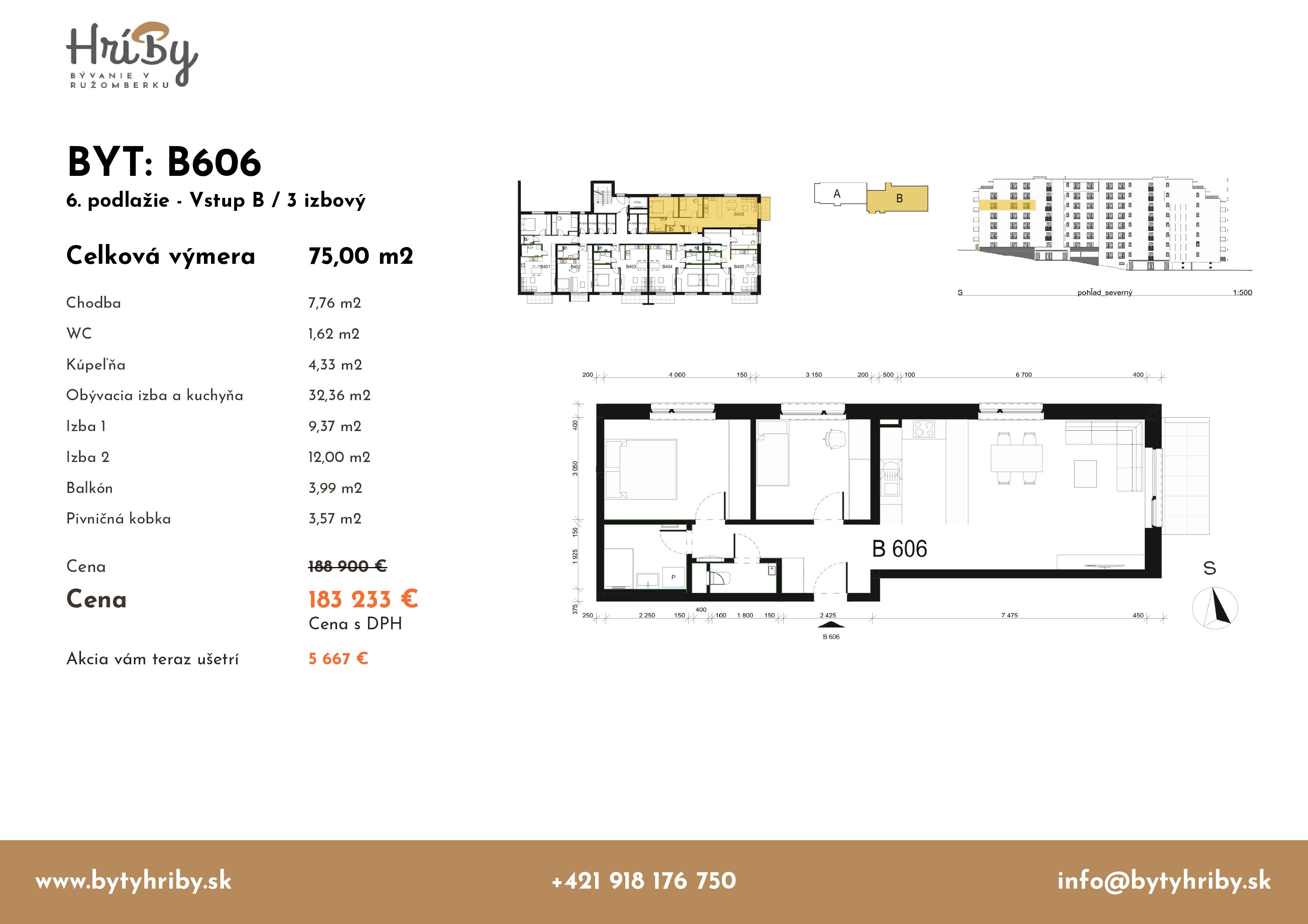 Hríby - B606 - Pôdorys
