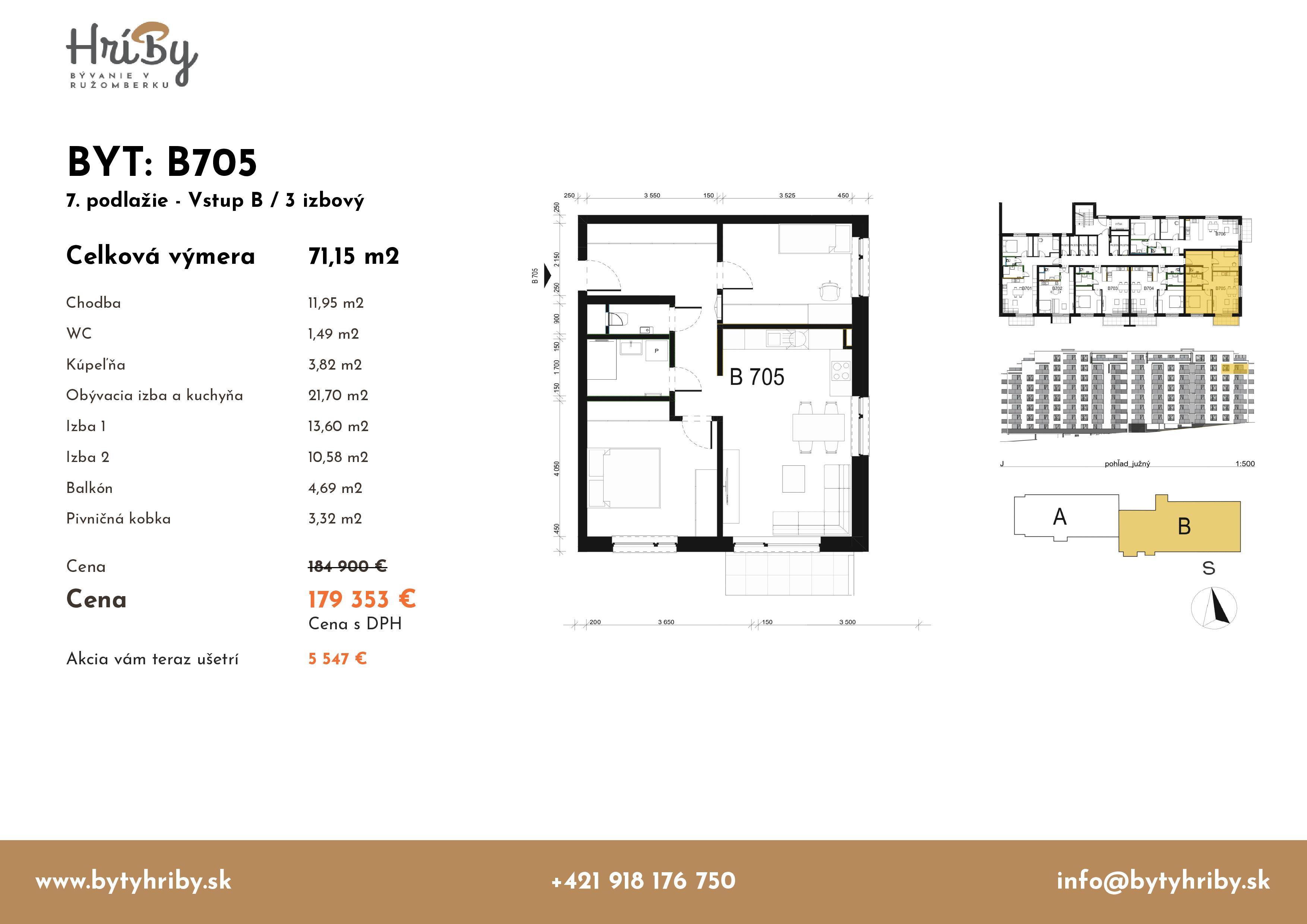 Hríby - B705 - Pôdorys