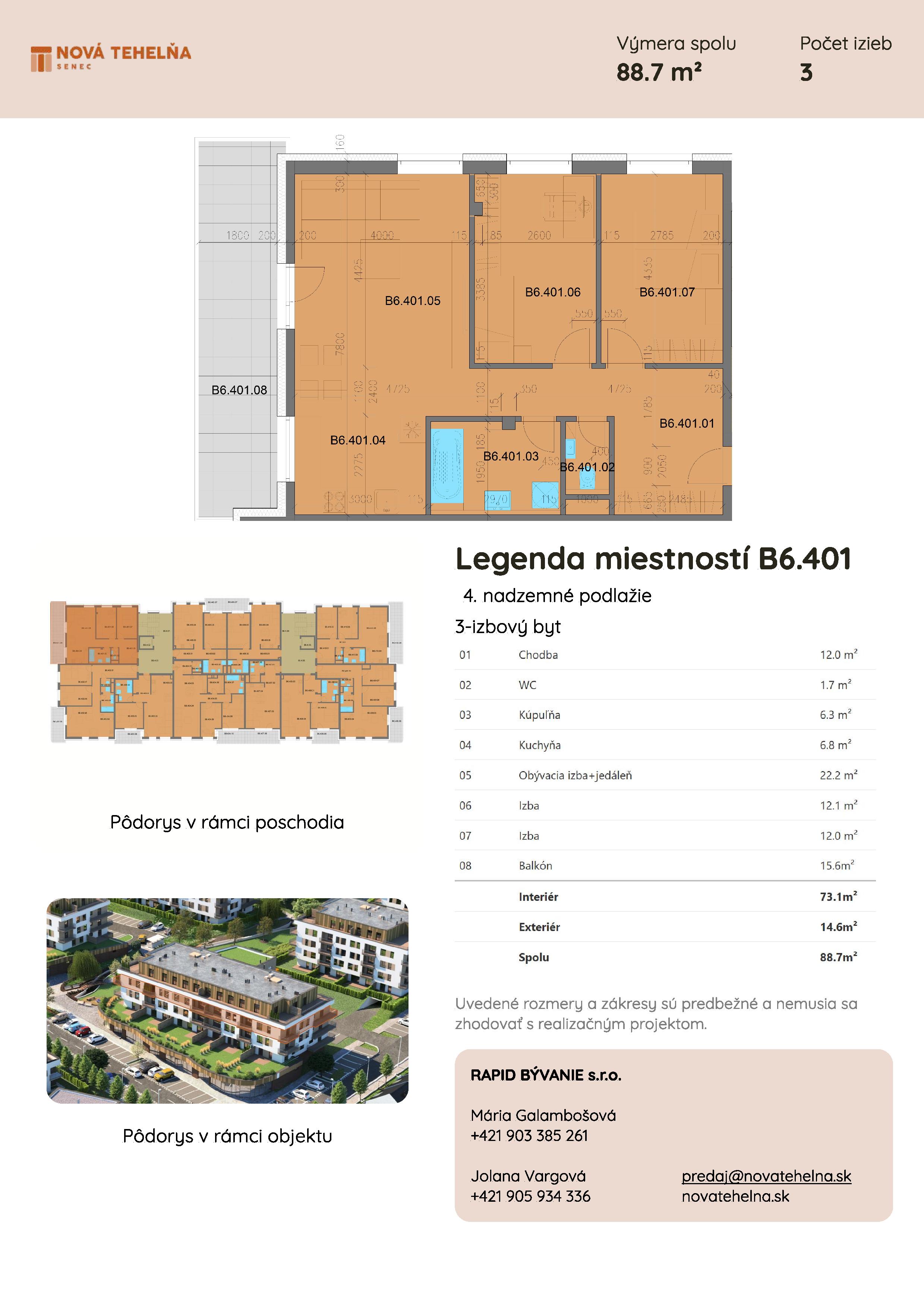 Nová Tehelňa - B6.401 - Pôdorys