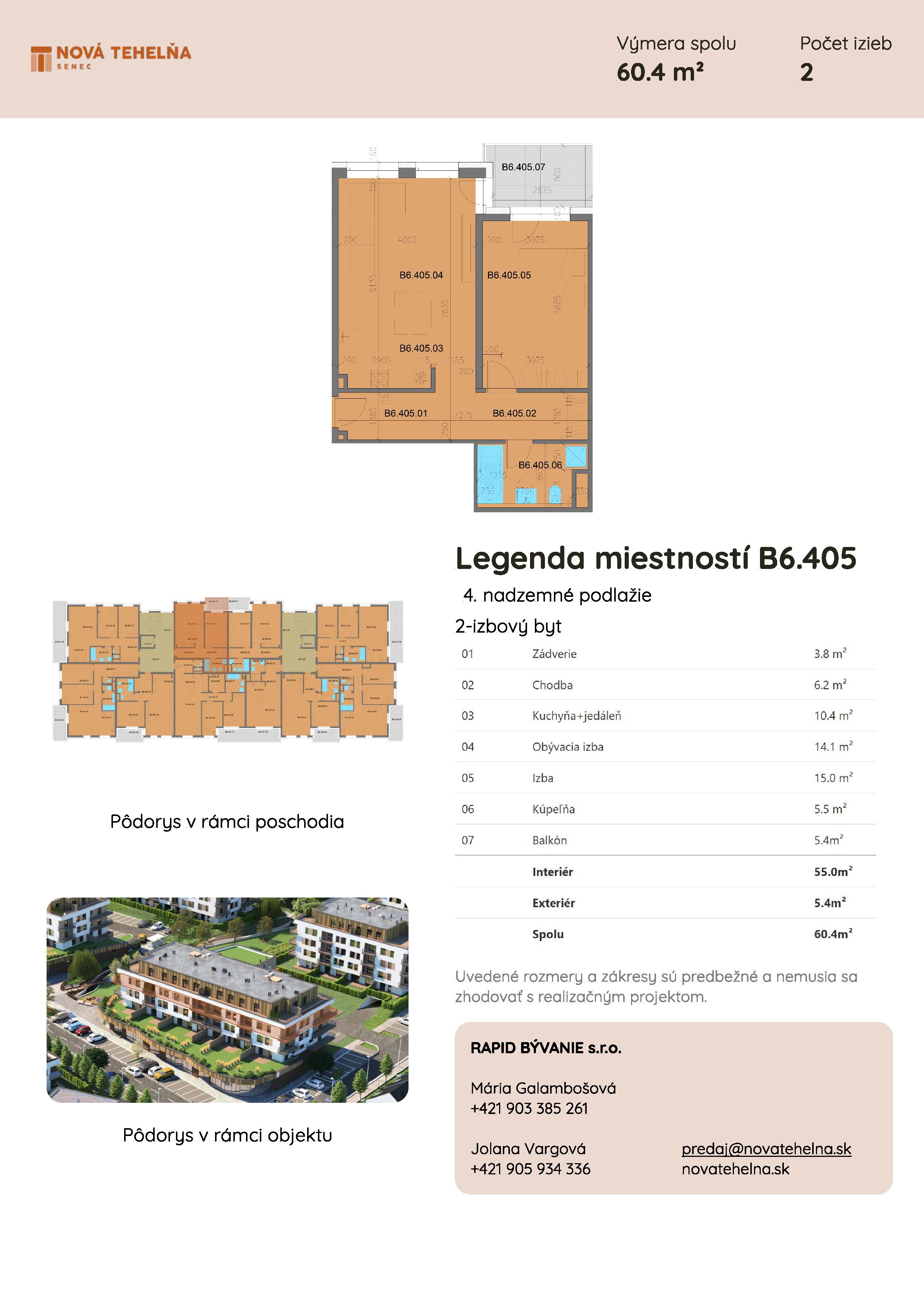 Nová Tehelňa - B6.405 - Pôdorys
