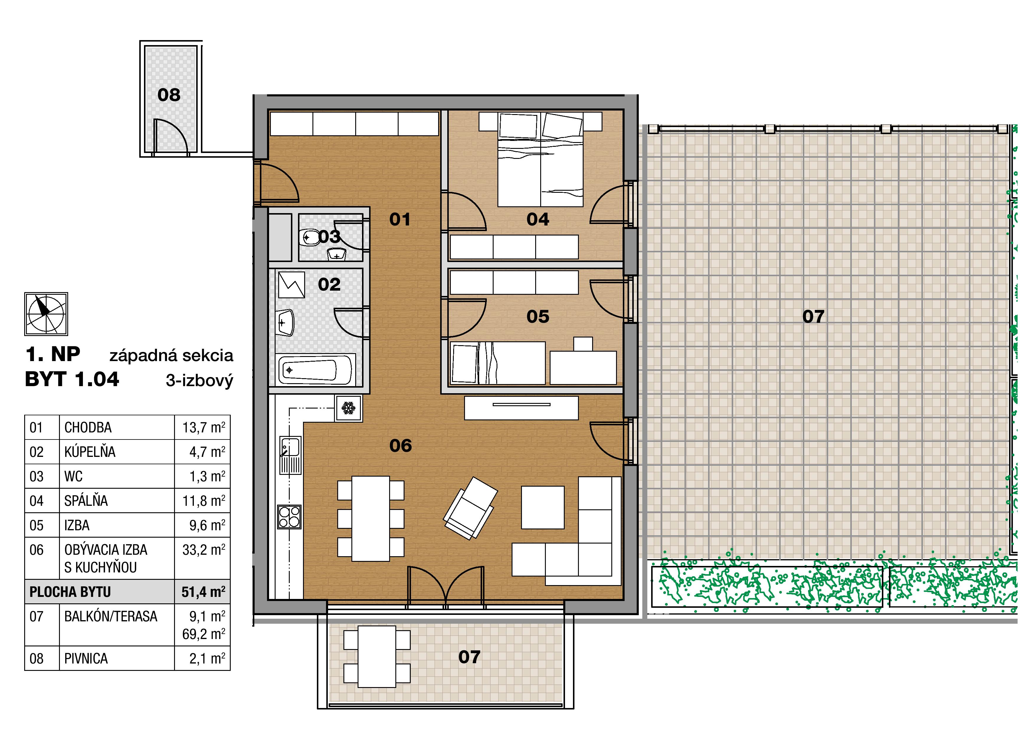 Zelené údolie - A 1.04 - Pôdorys