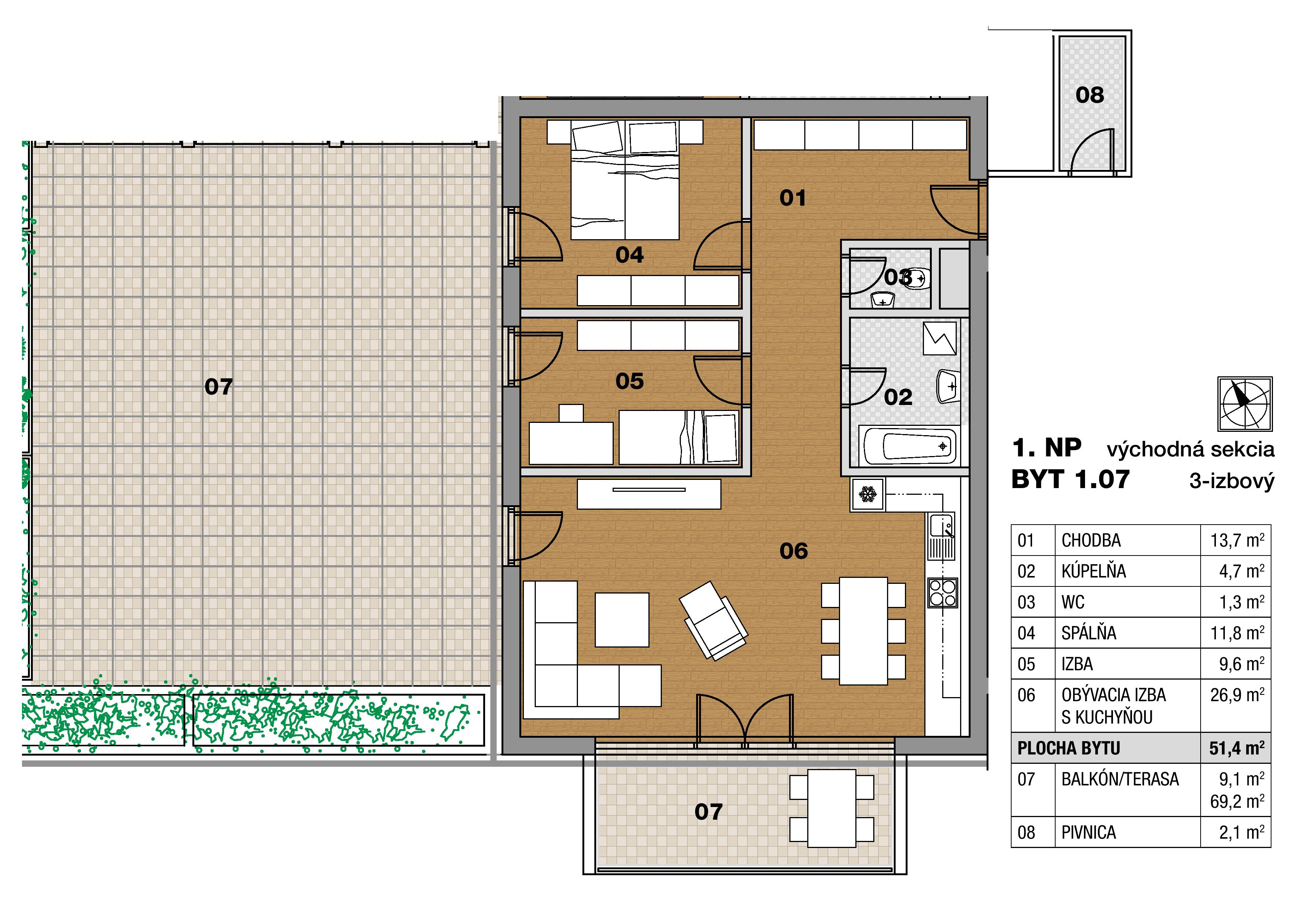 Zelené údolie - B 1.07 - Pôdorys