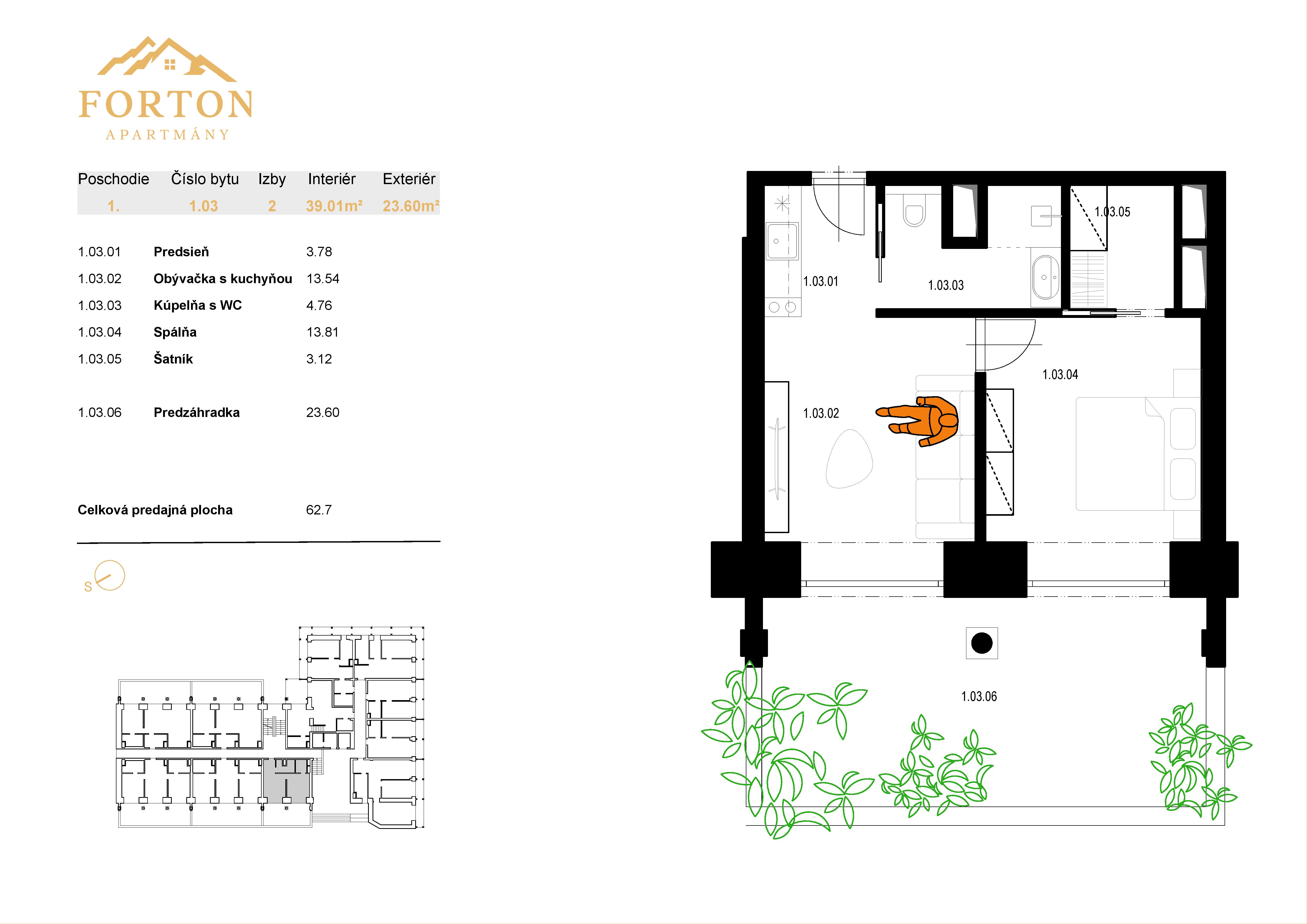 Apartmány Forton - 1.03 - Pôdorys