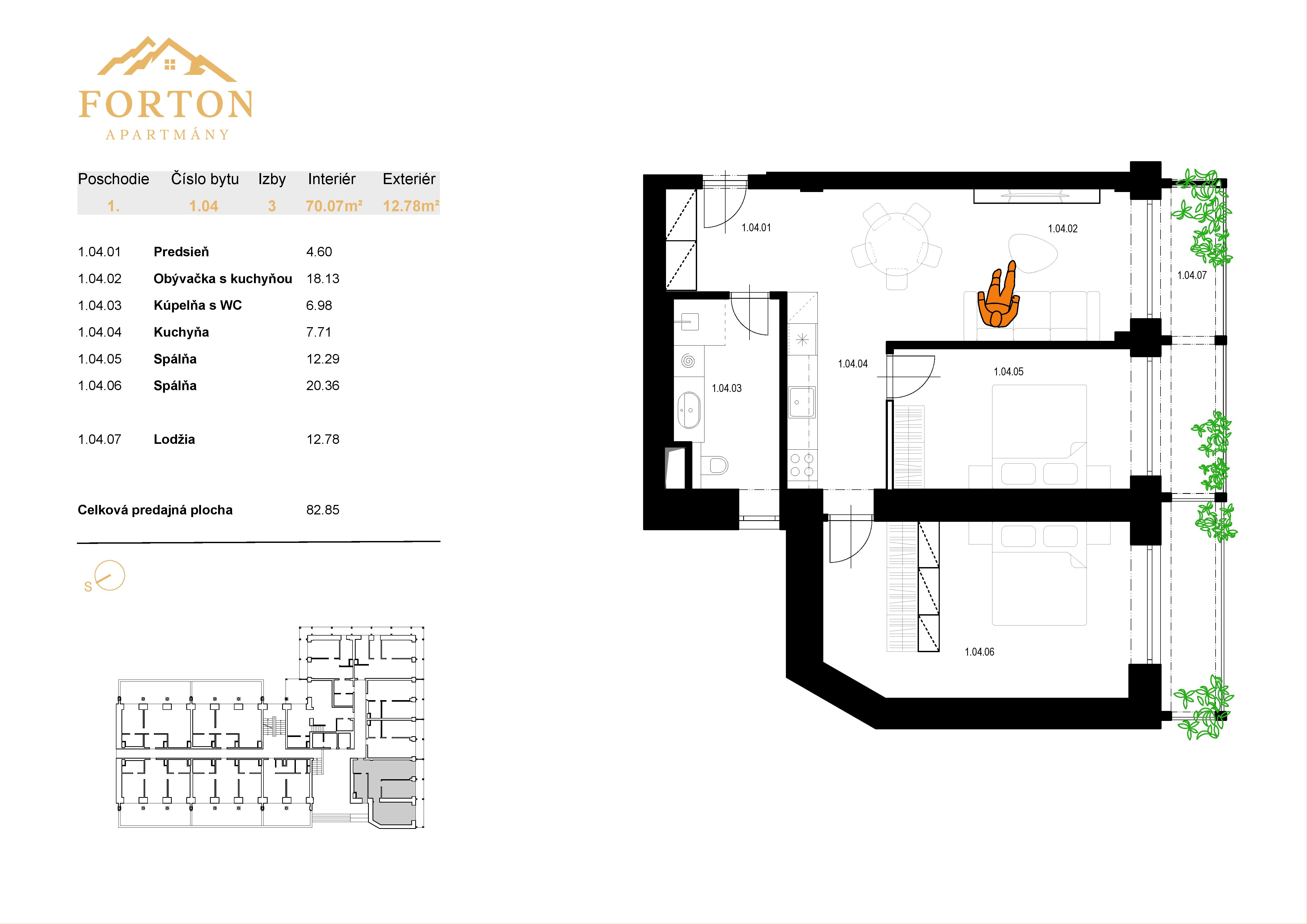 Apartmány Forton - 1.04 - Pôdorys