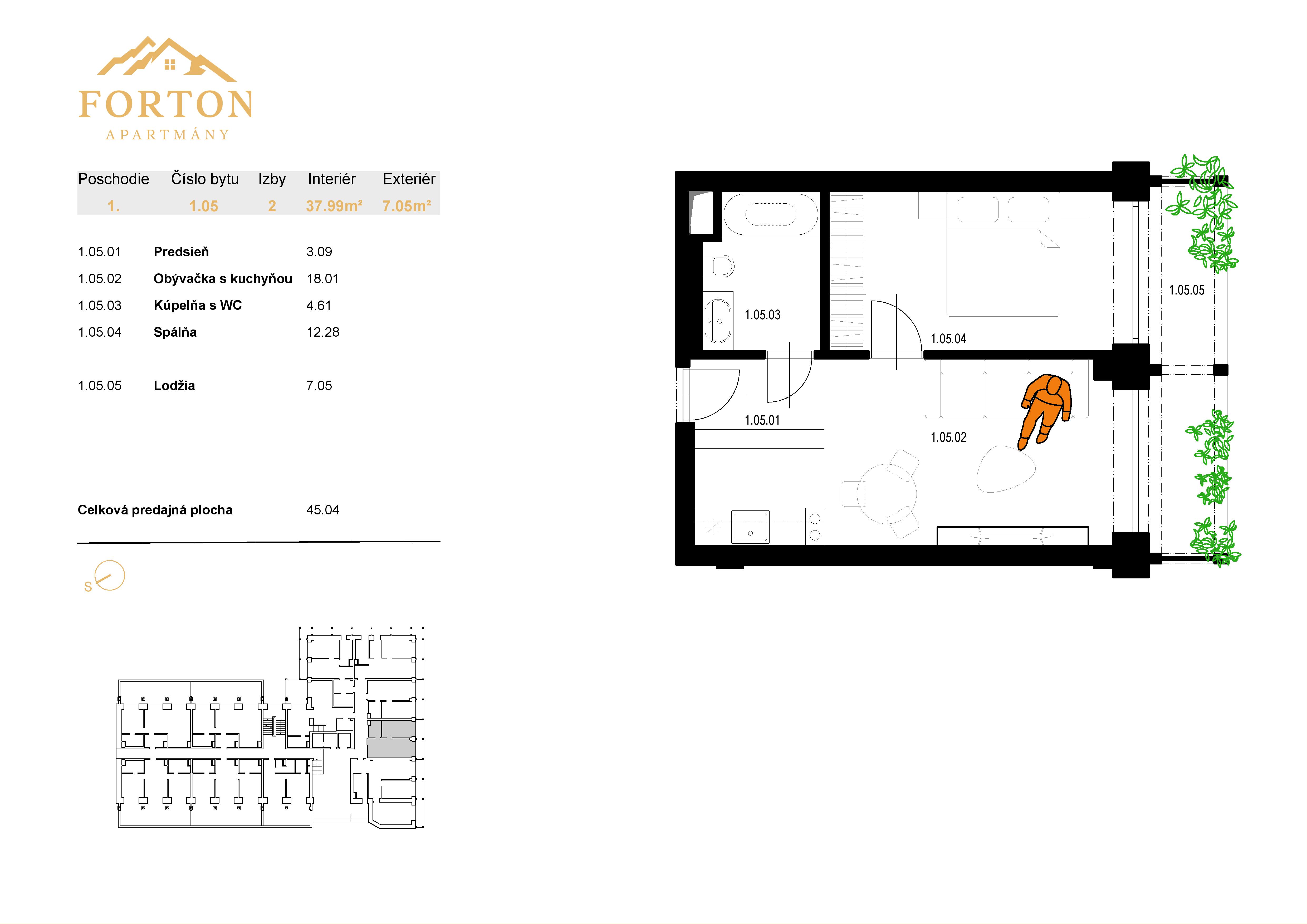 Apartmány Forton - 1.05 - Pôdorys