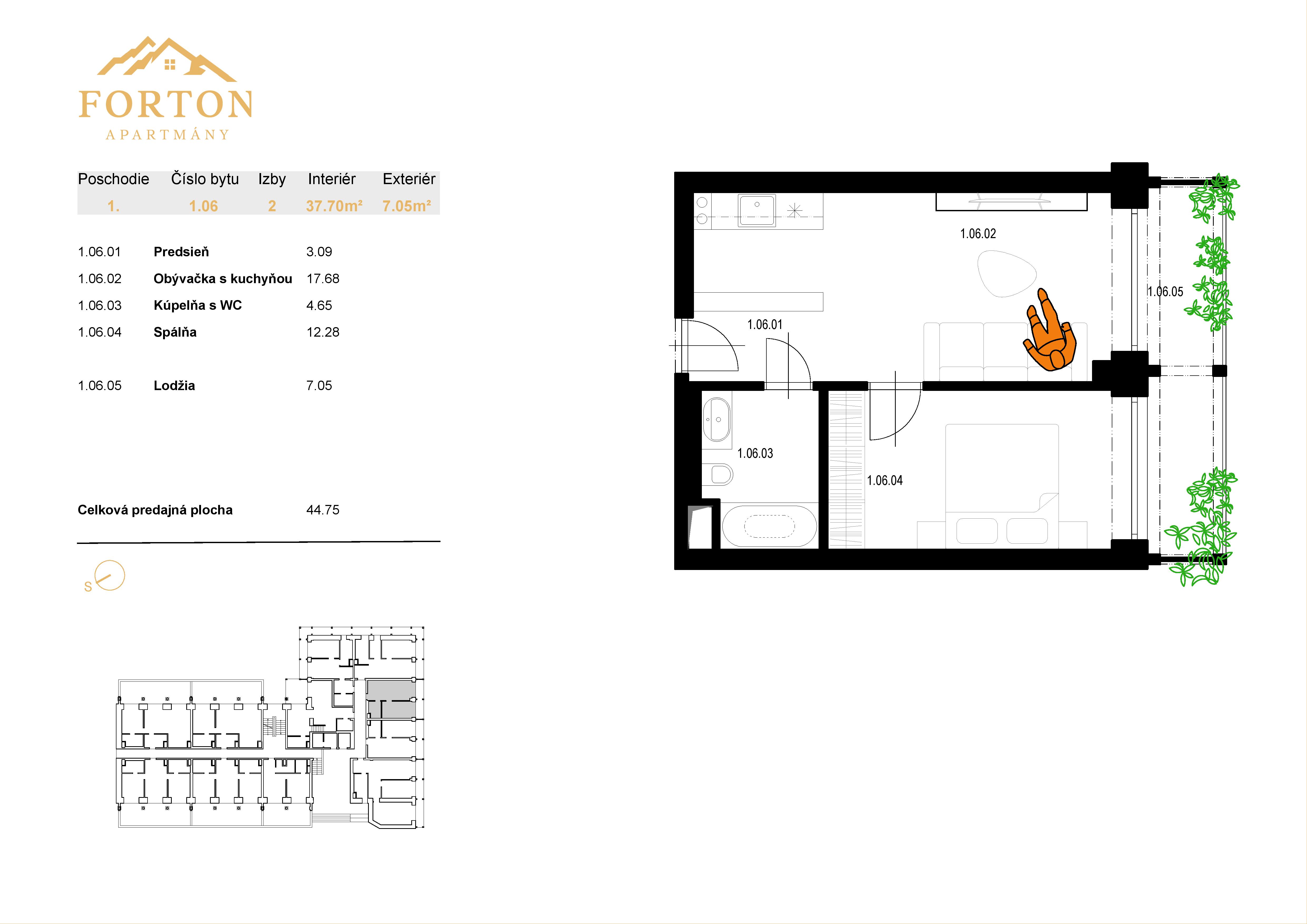 Apartmány Forton - 1.06 - Pôdorys