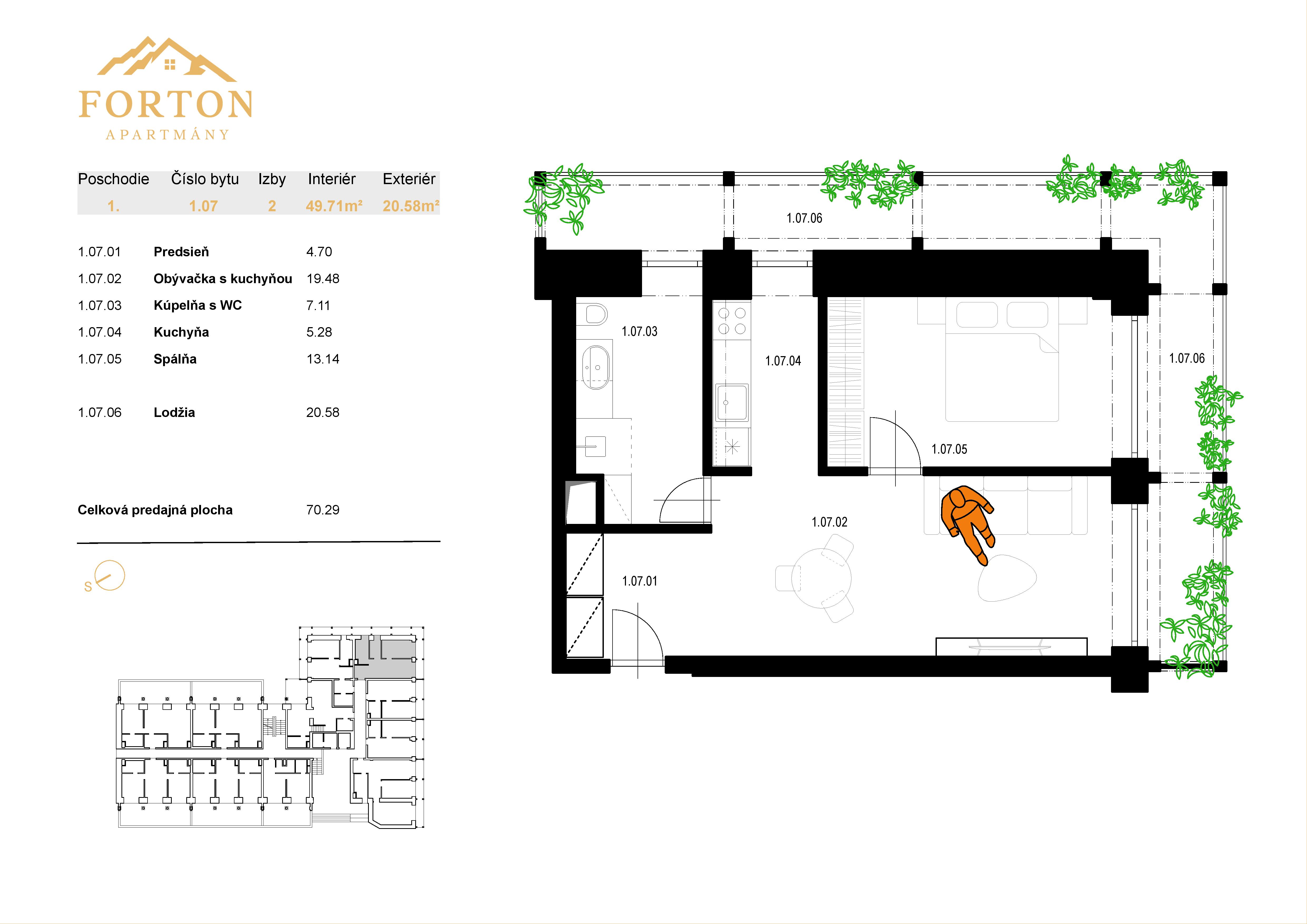 Apartmány Forton - 1.07 - Pôdorys