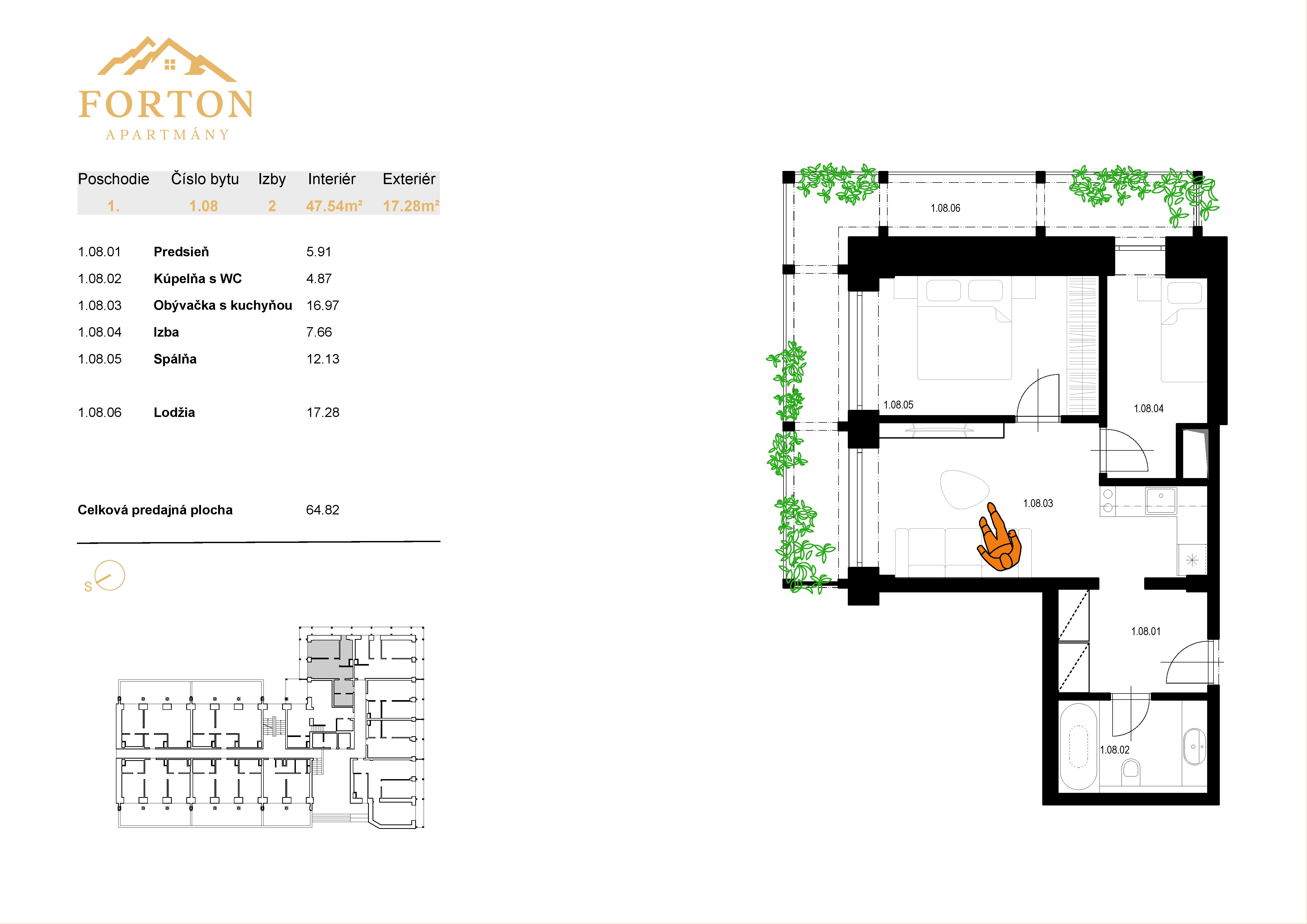 Apartmány Forton - 1.08 - Pôdorys