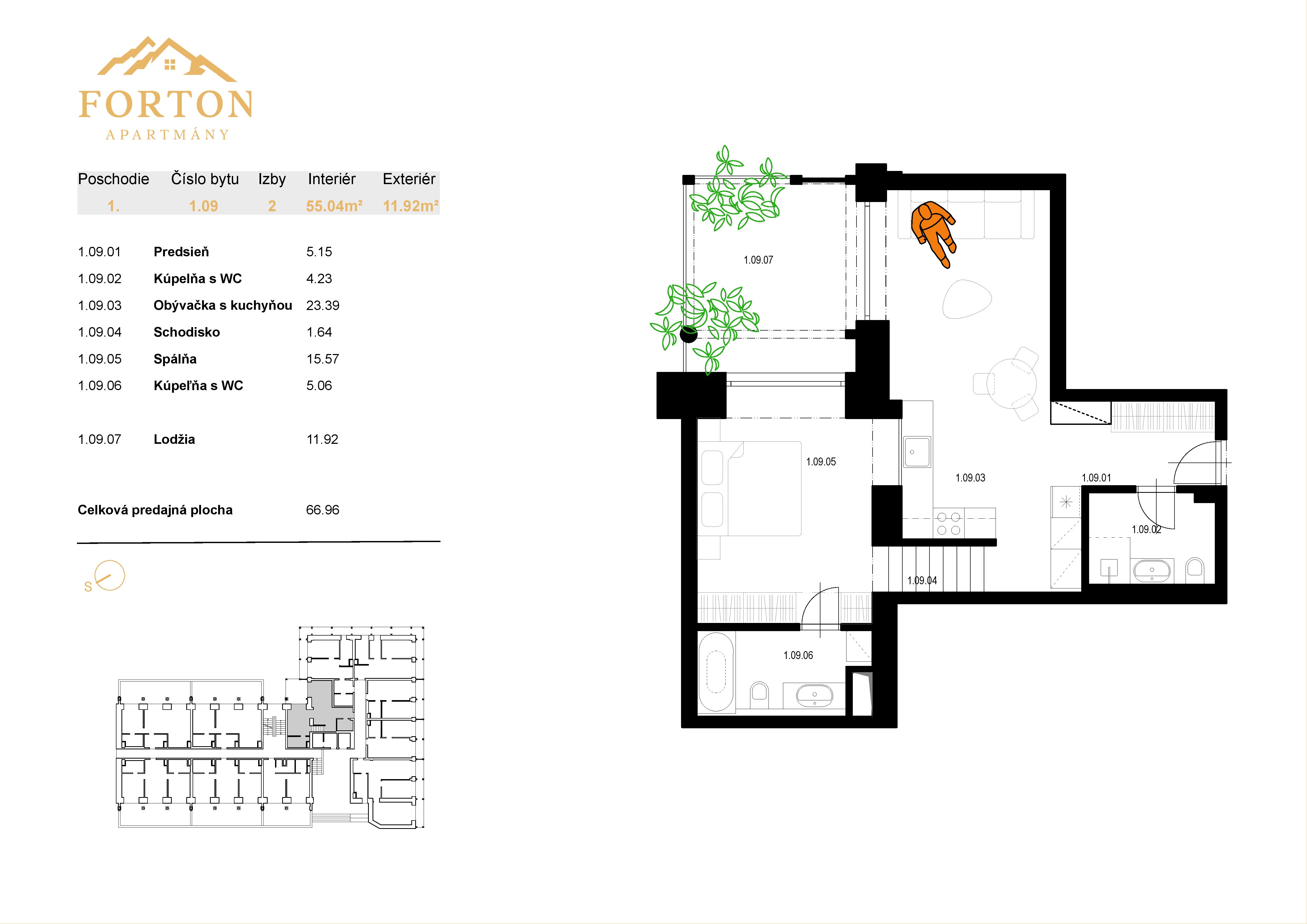 Apartmány Forton - 1.09 - Pôdorys