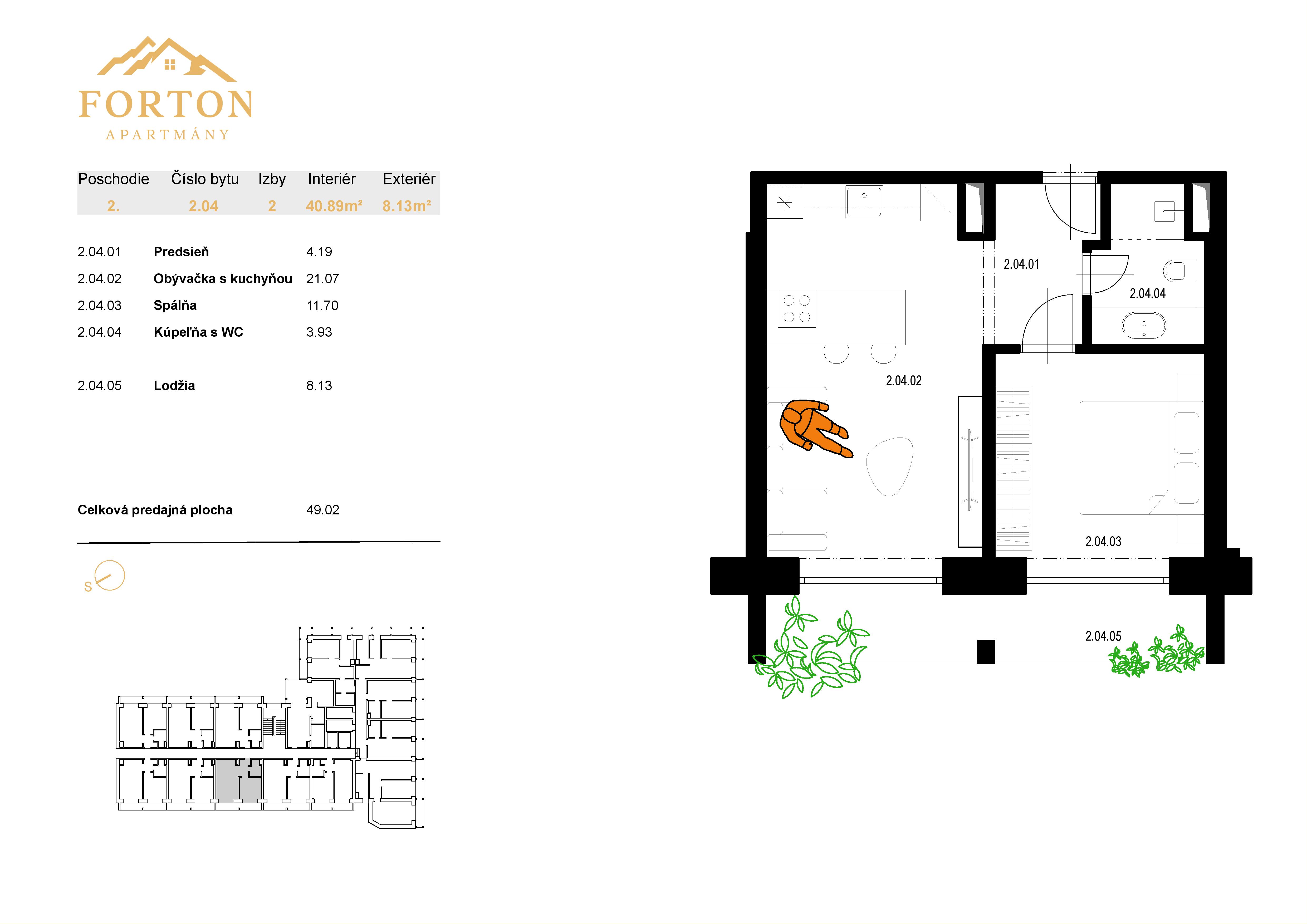 Apartmány Forton - 2.04 - Pôdorys