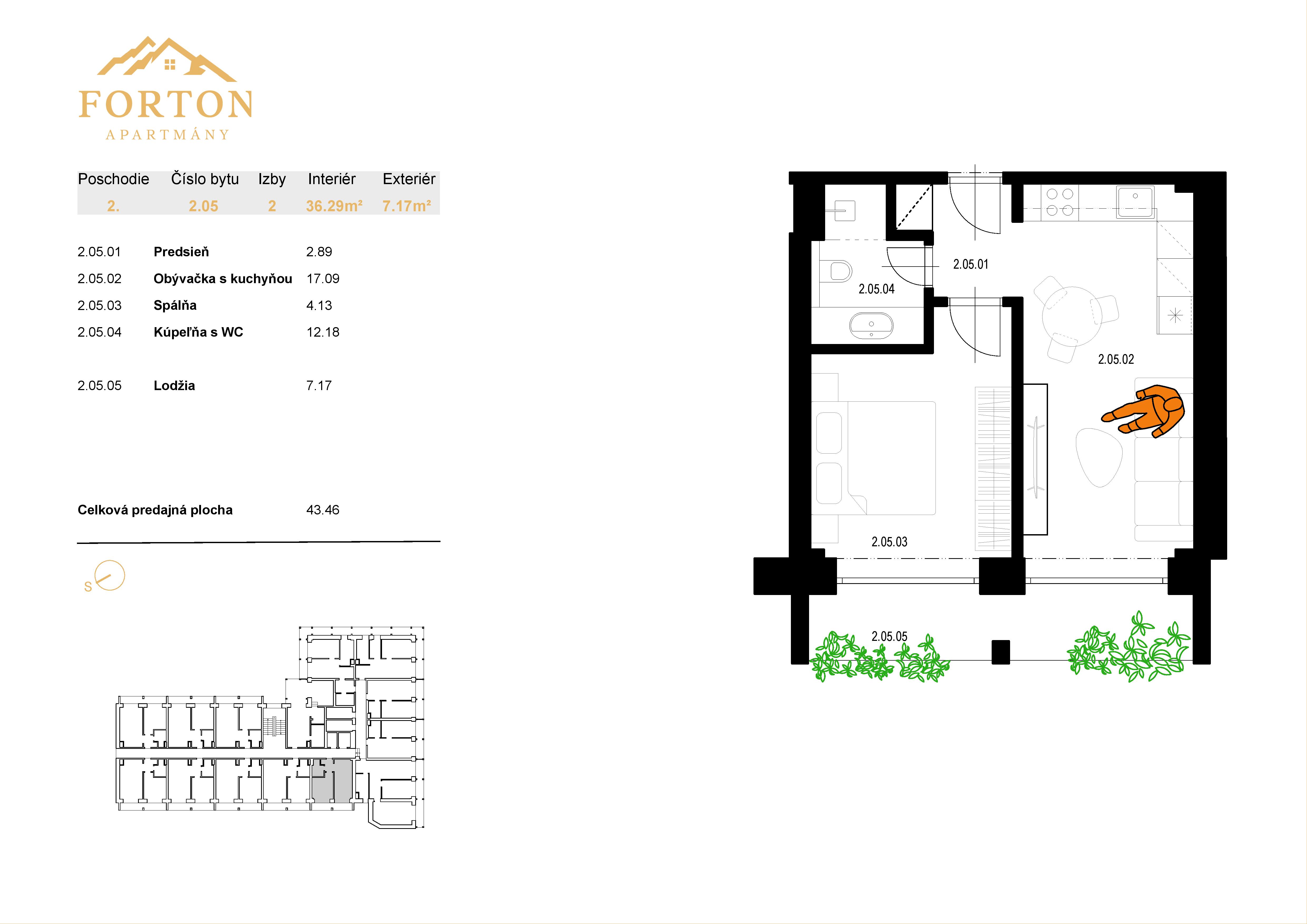 Apartmány Forton - 2.05 - Pôdorys