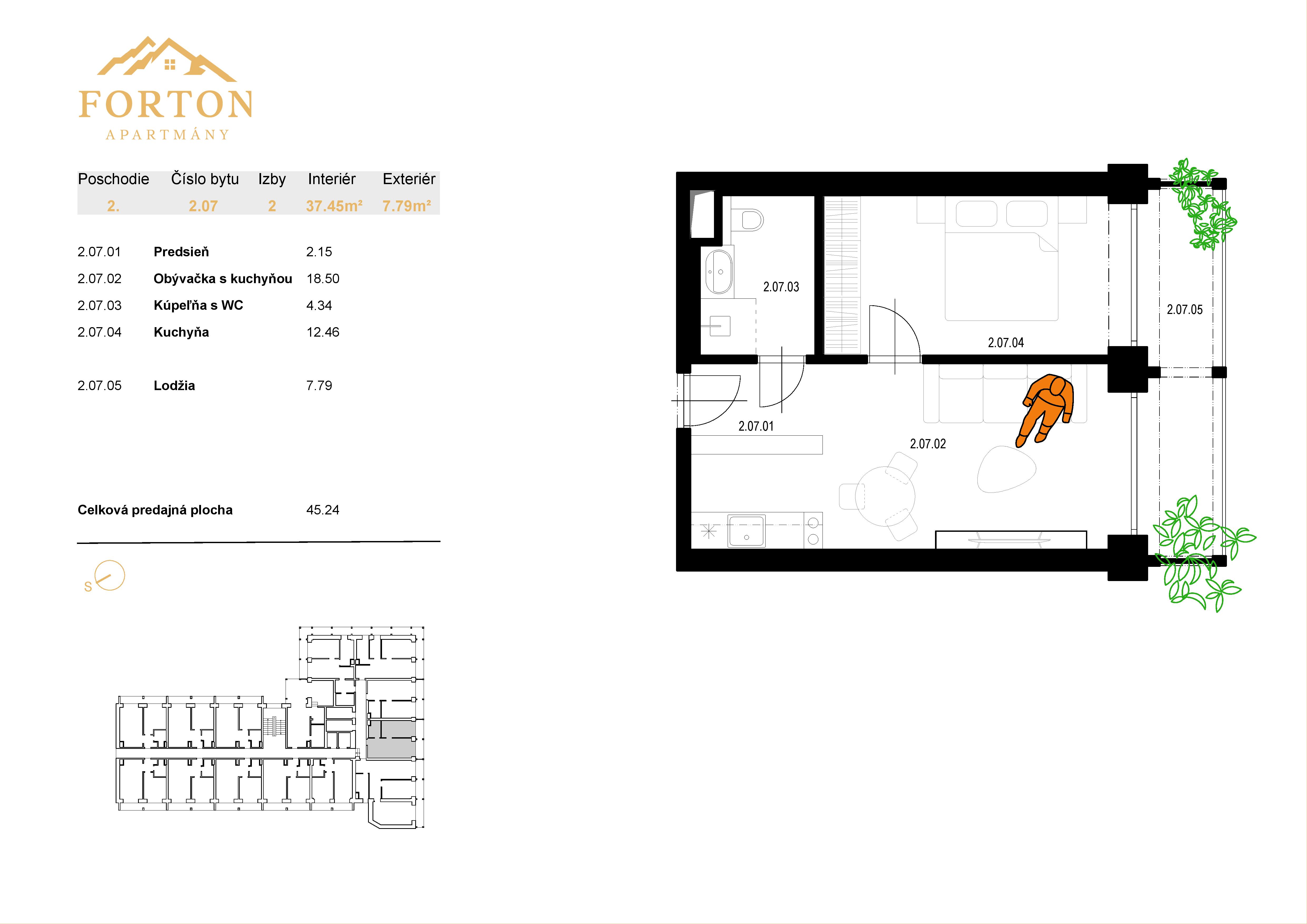 Apartmány Forton - 2.07 - Pôdorys