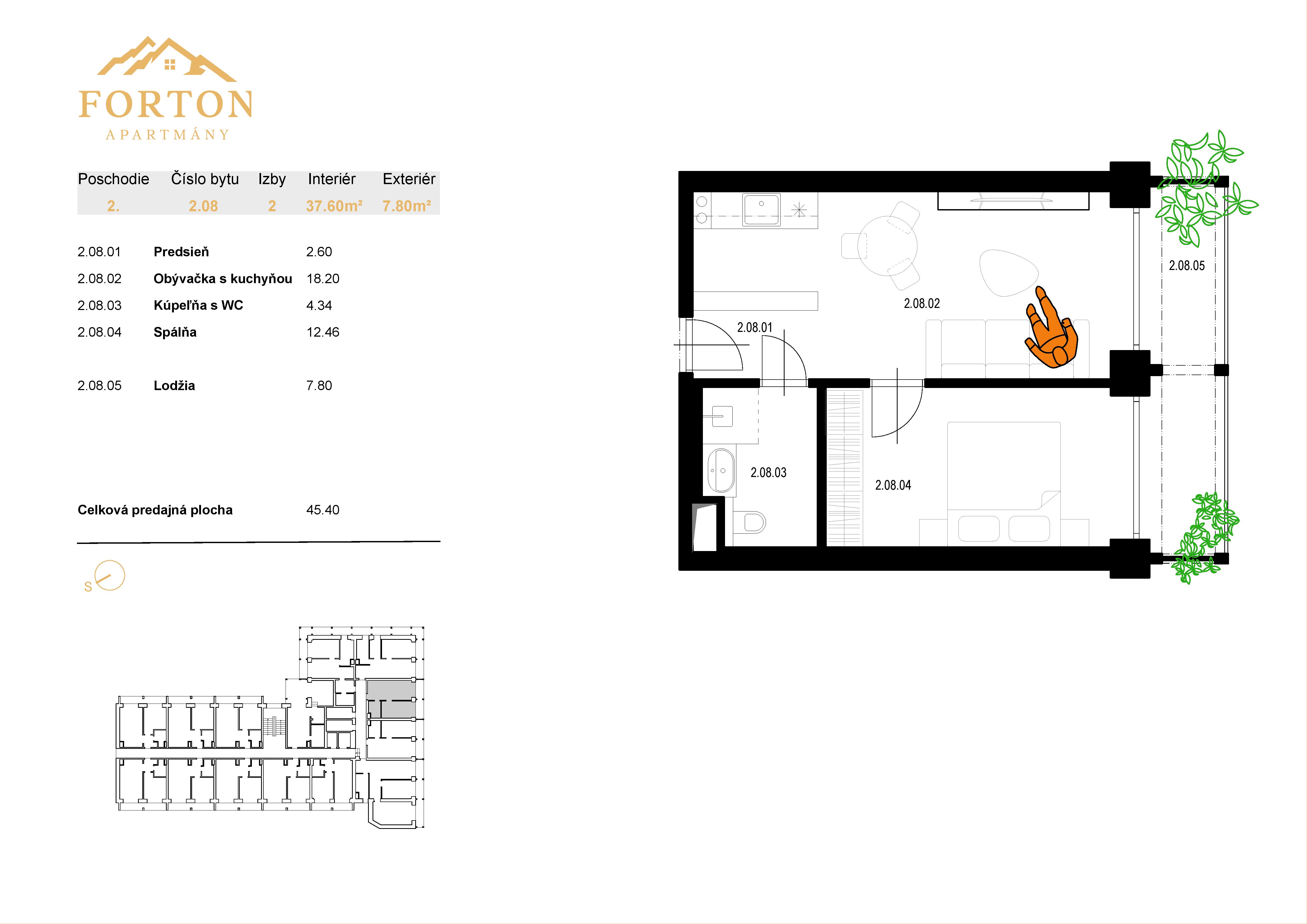 Apartmány Forton - 2.08 - Pôdorys