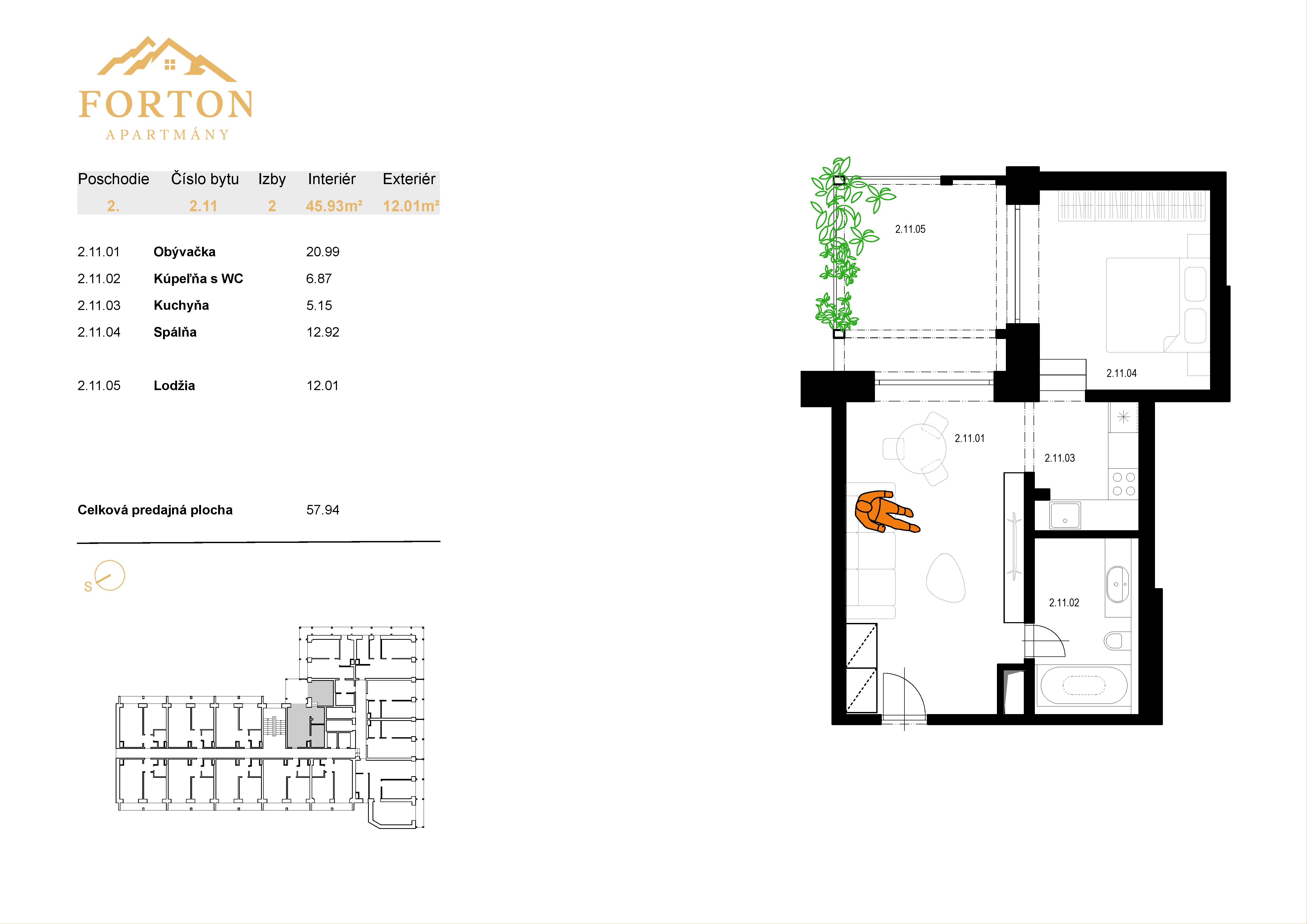 Apartmány Forton - 2.11 - Pôdorys