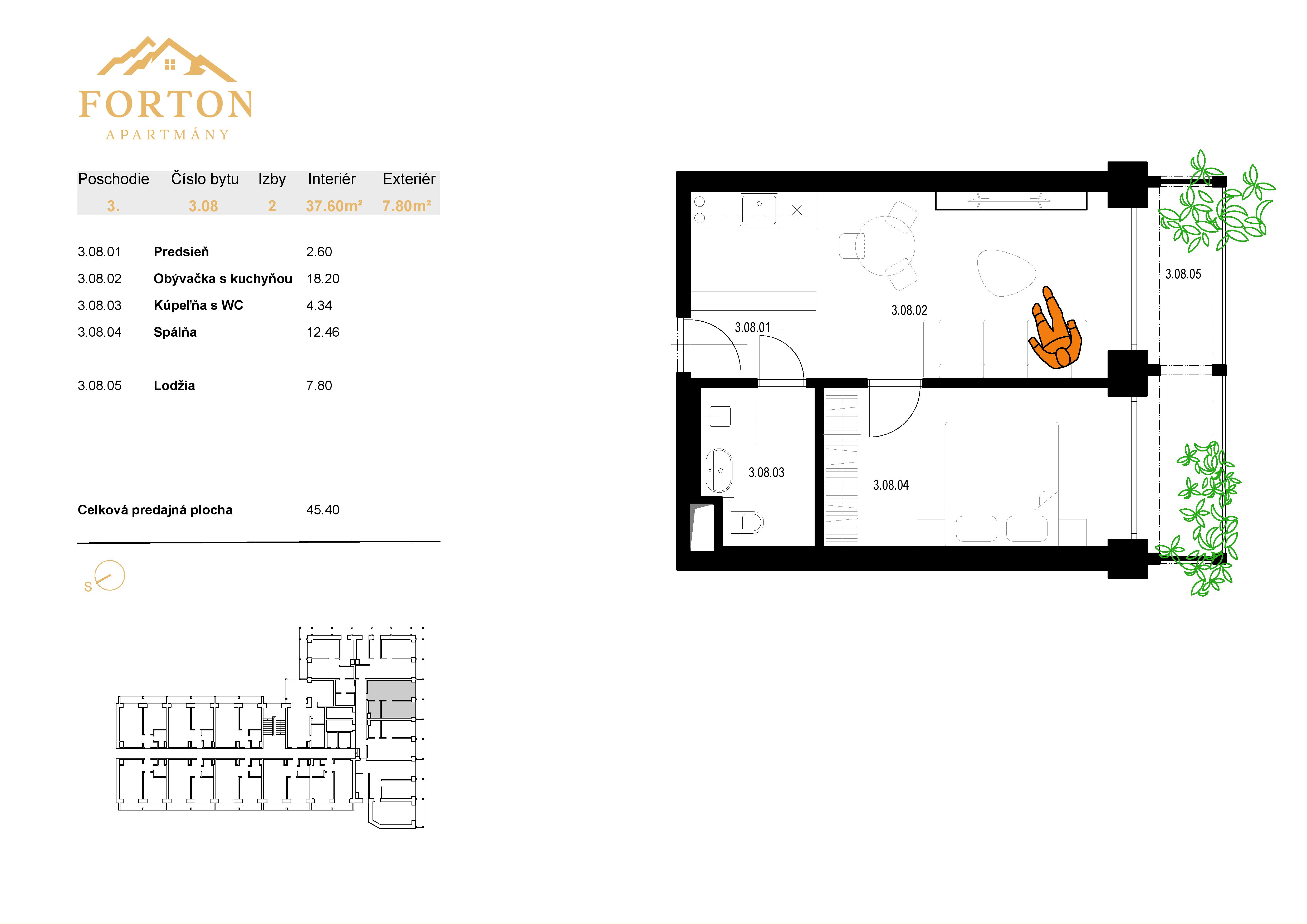 Apartmány Forton - 3.08 - Pôdorys