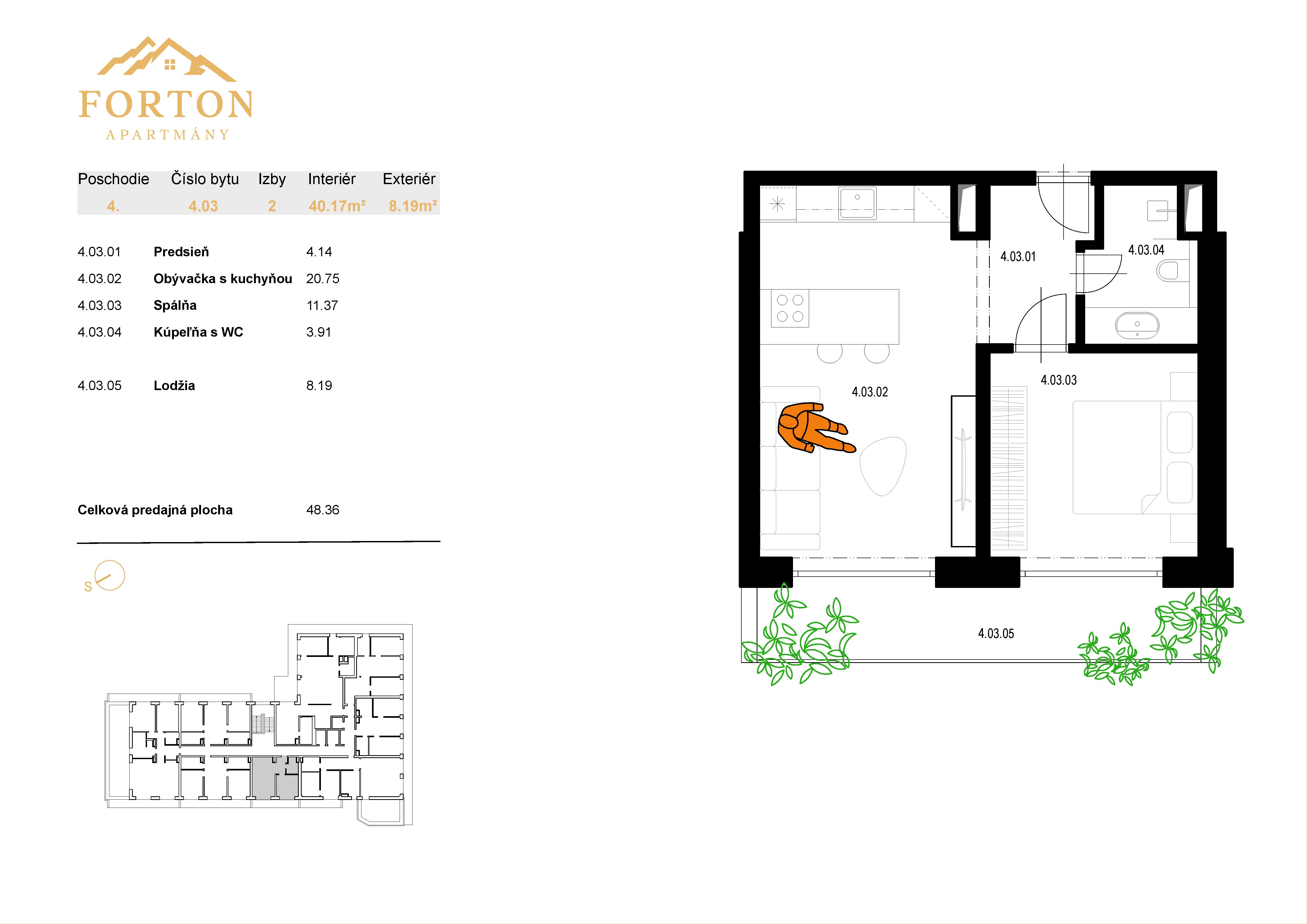 Apartmány Forton - 4.03 - Pôdorys