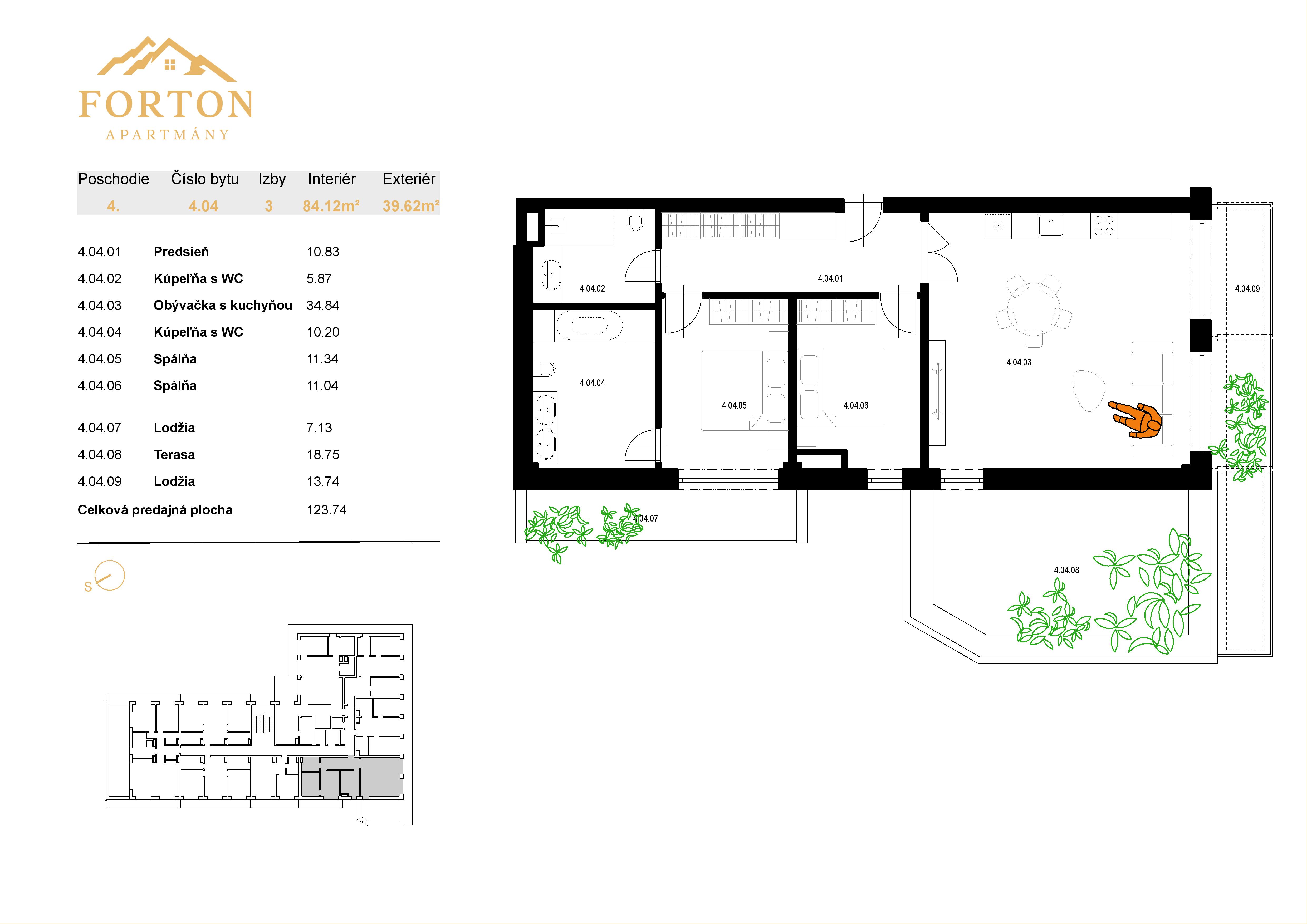 Apartmány Forton - 4.04 - Pôdorys