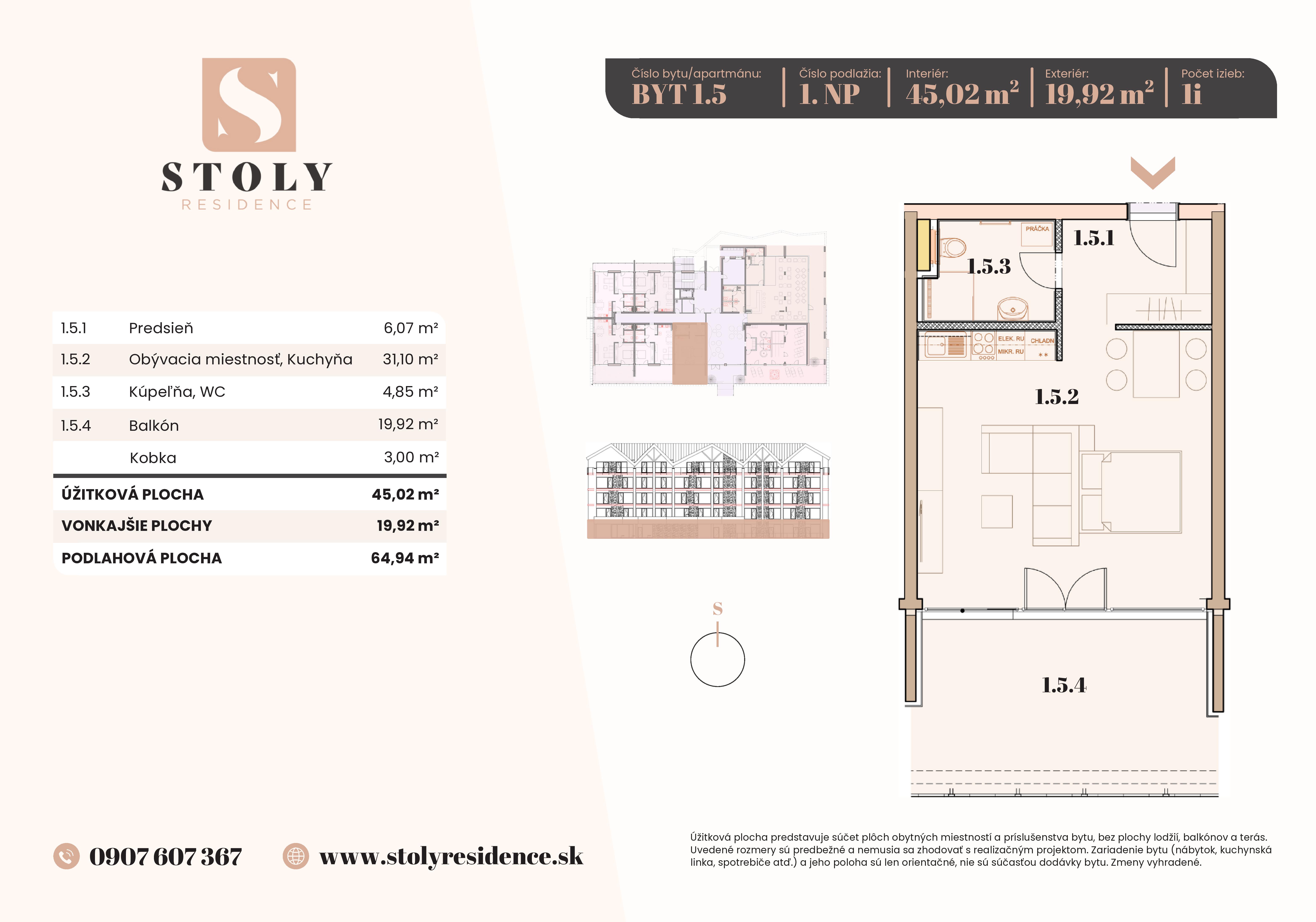 Stoly Residence - 1.5 - Pôdorys