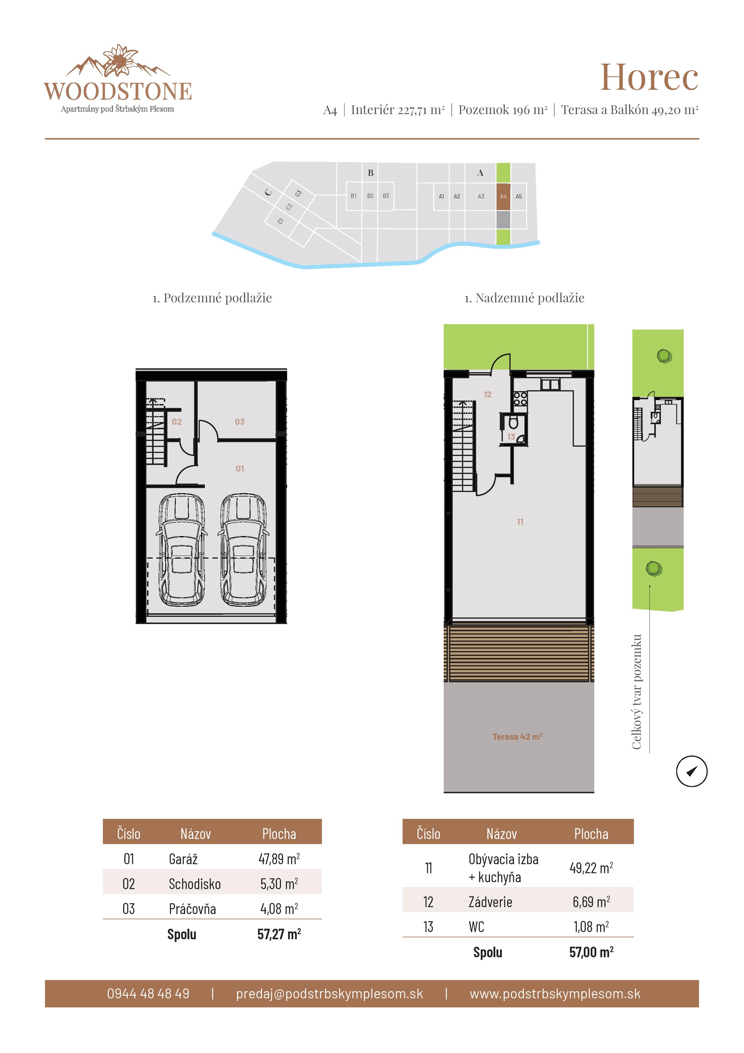 Woodstone Rezidencie - Horec (A4) - Pôdorys