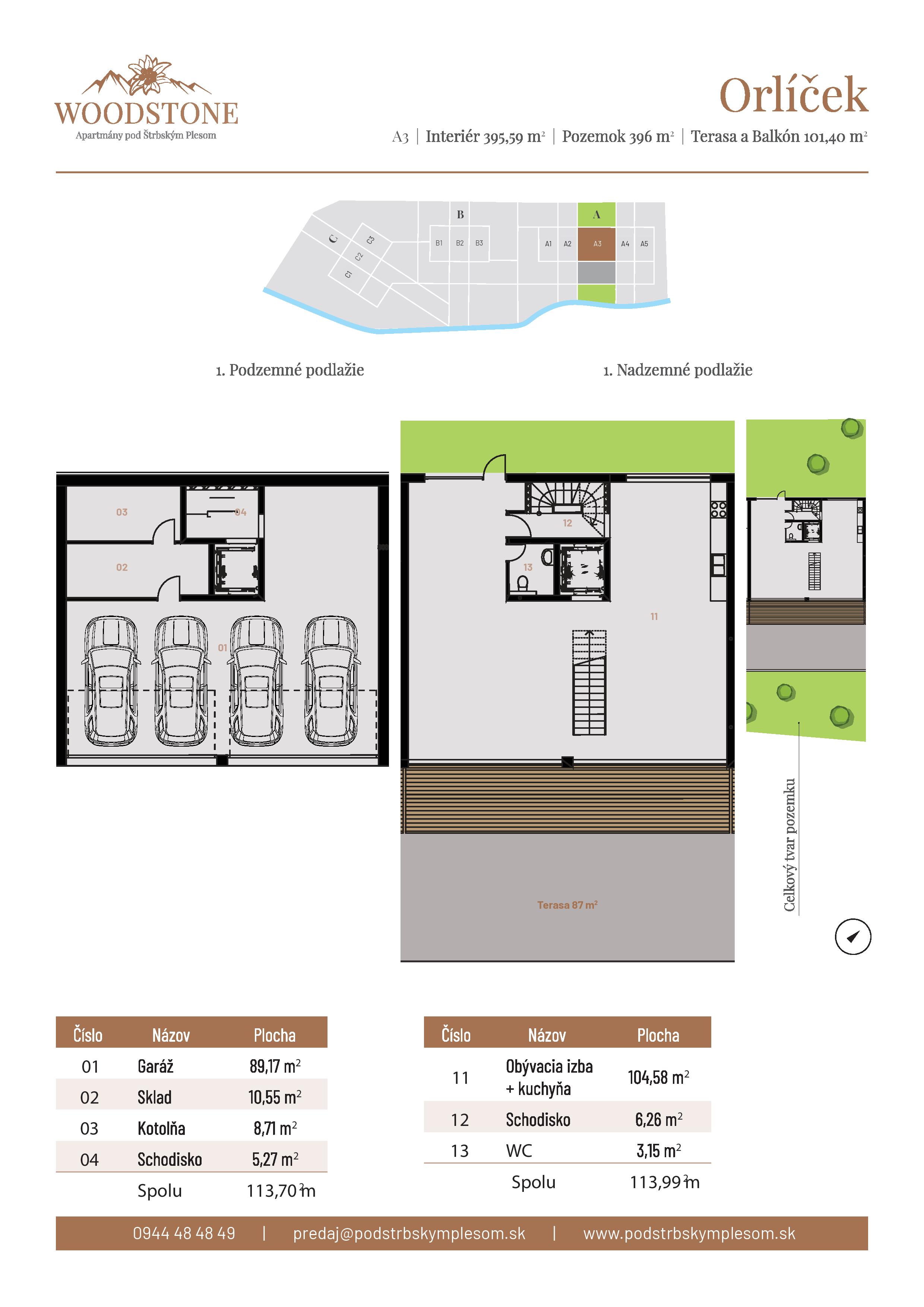 Woodstone Rezidencie - Orlicek (A3) - Pôdorys