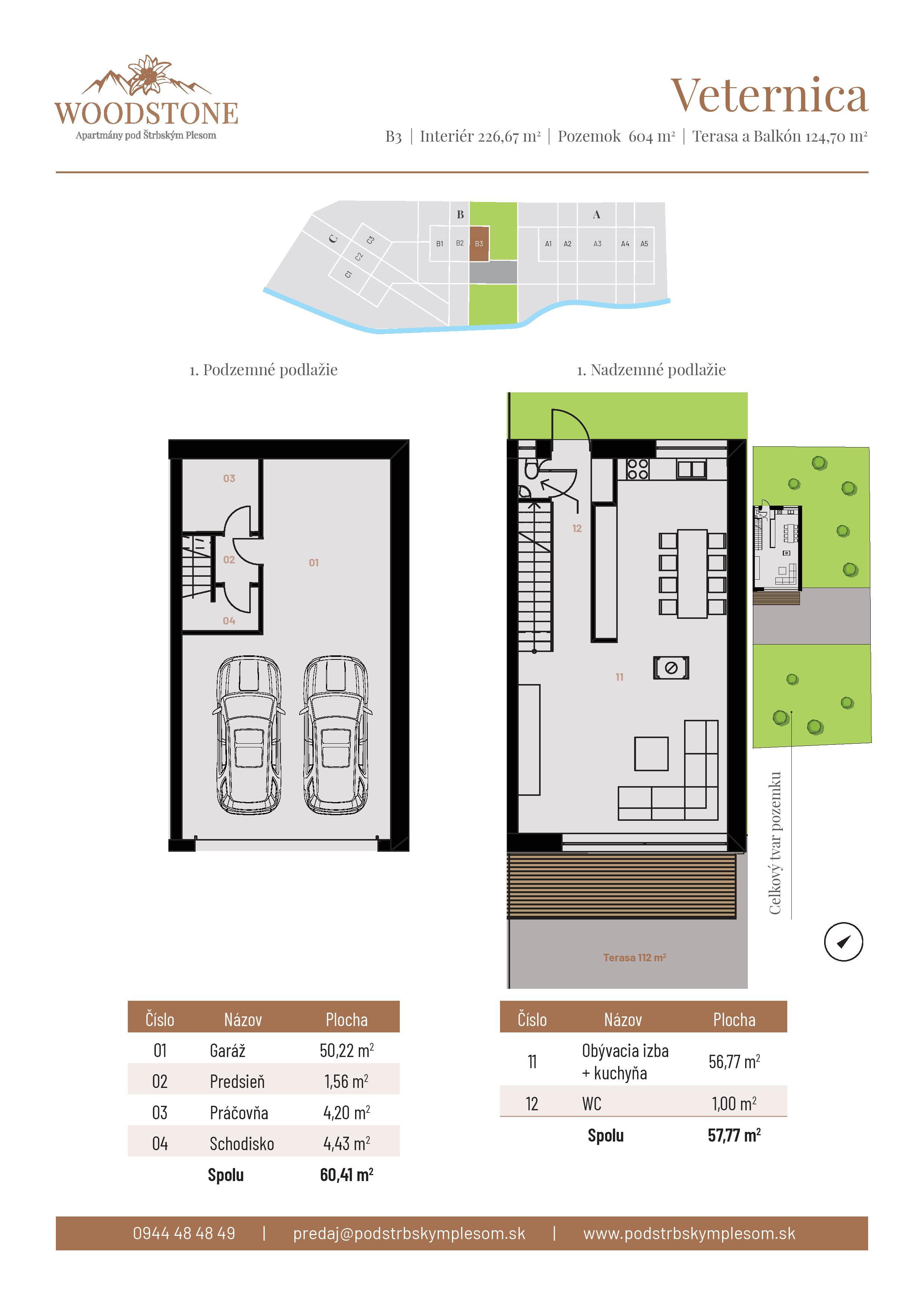 Woodstone Rezidencie - Veternica (B3) - Pôdorys