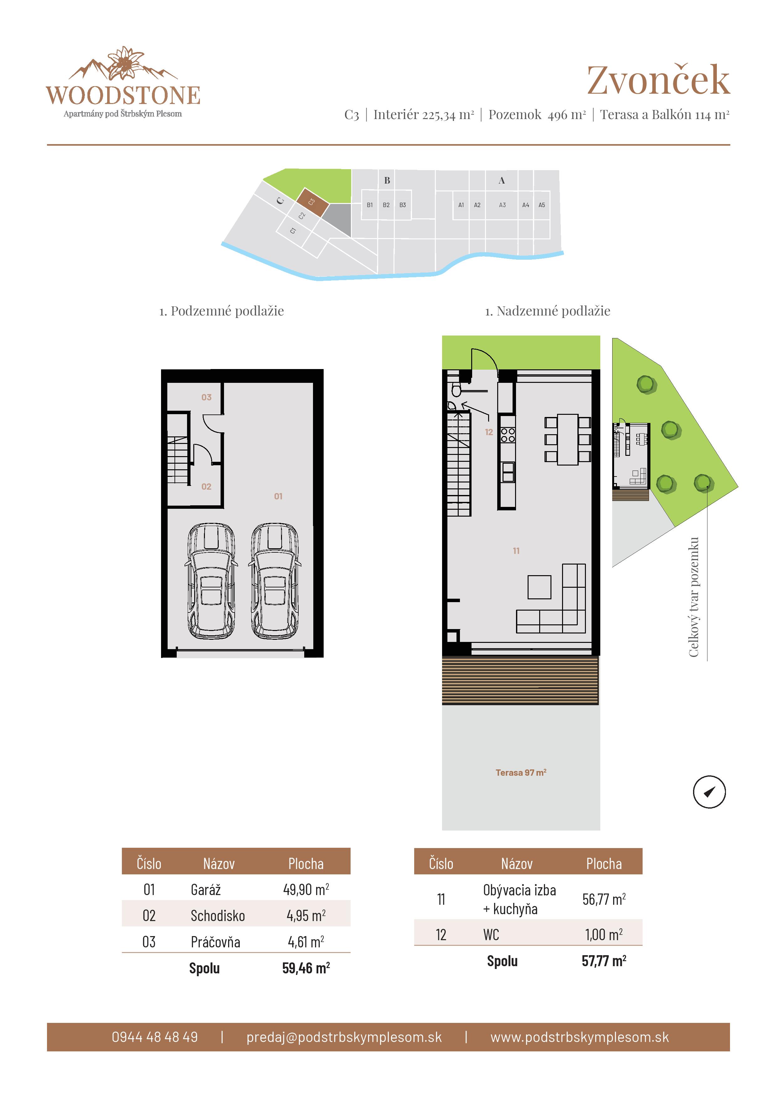 Woodstone Rezidencie - Zvoncek (C3) - Pôdorys