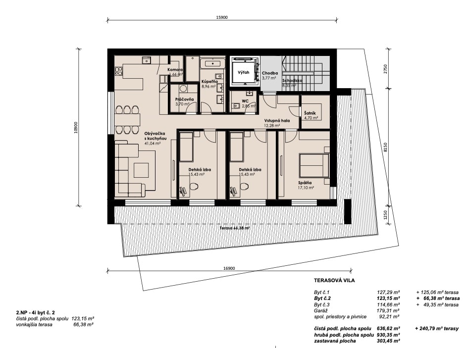 Vily nad Slatinou - 2. poschodie - Pôdorys