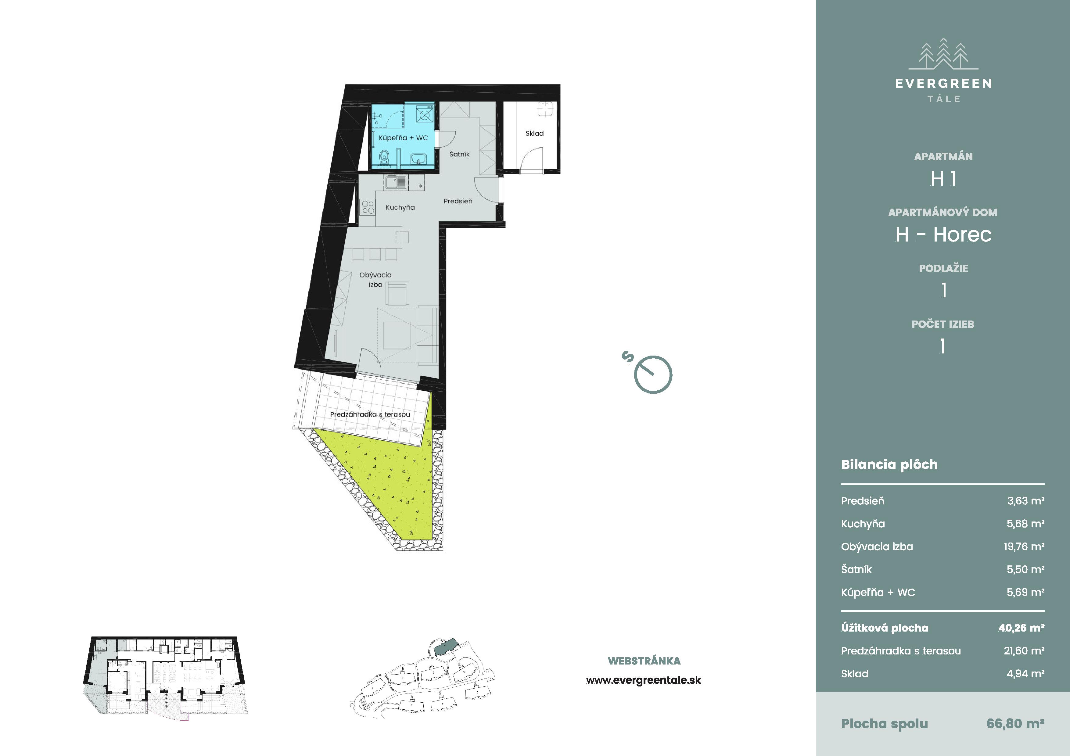 Evergreen Tále - H1 - Pôdorys