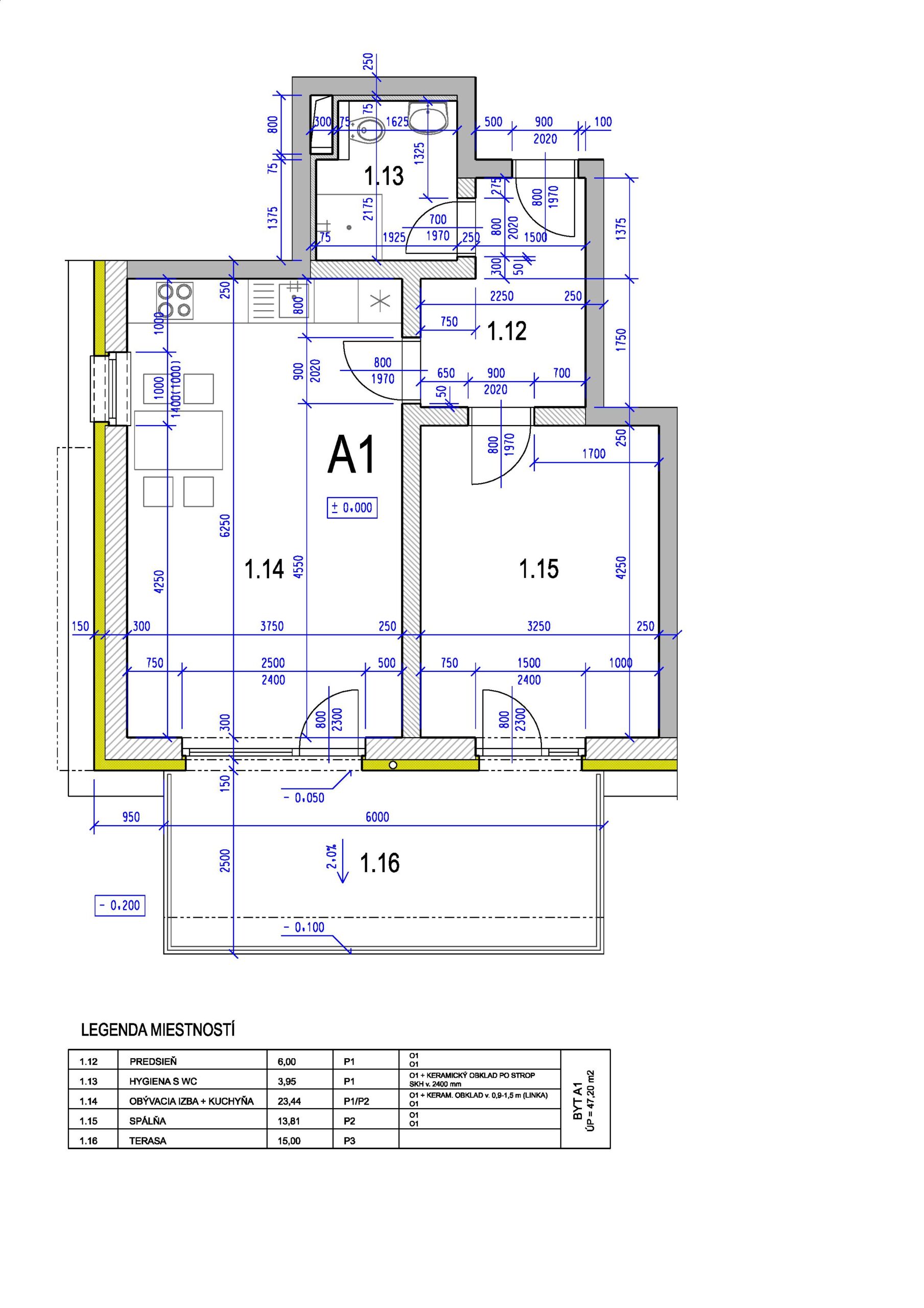 Bývanie Ružičky - A1 - Pôdorys