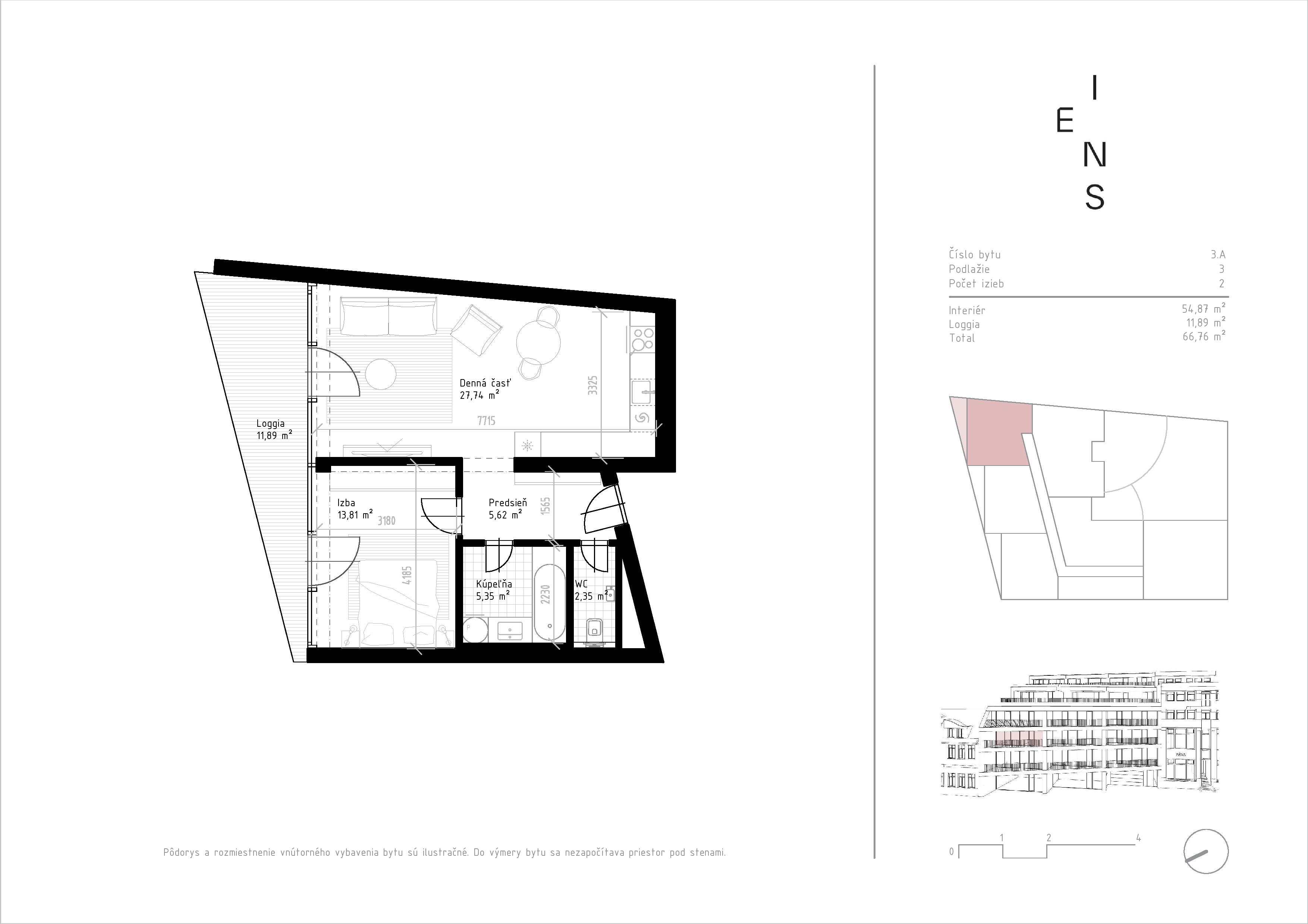 Eins - 3A - Pôdorys