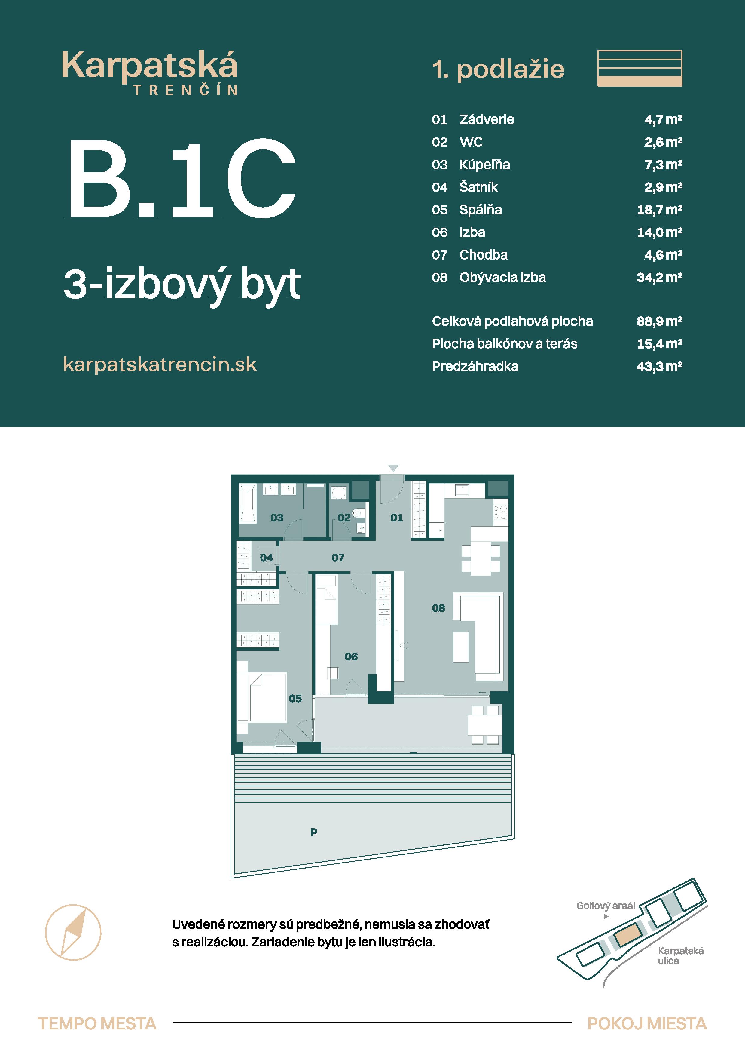Karpatská Trenčín - B.1C - Pôdorys