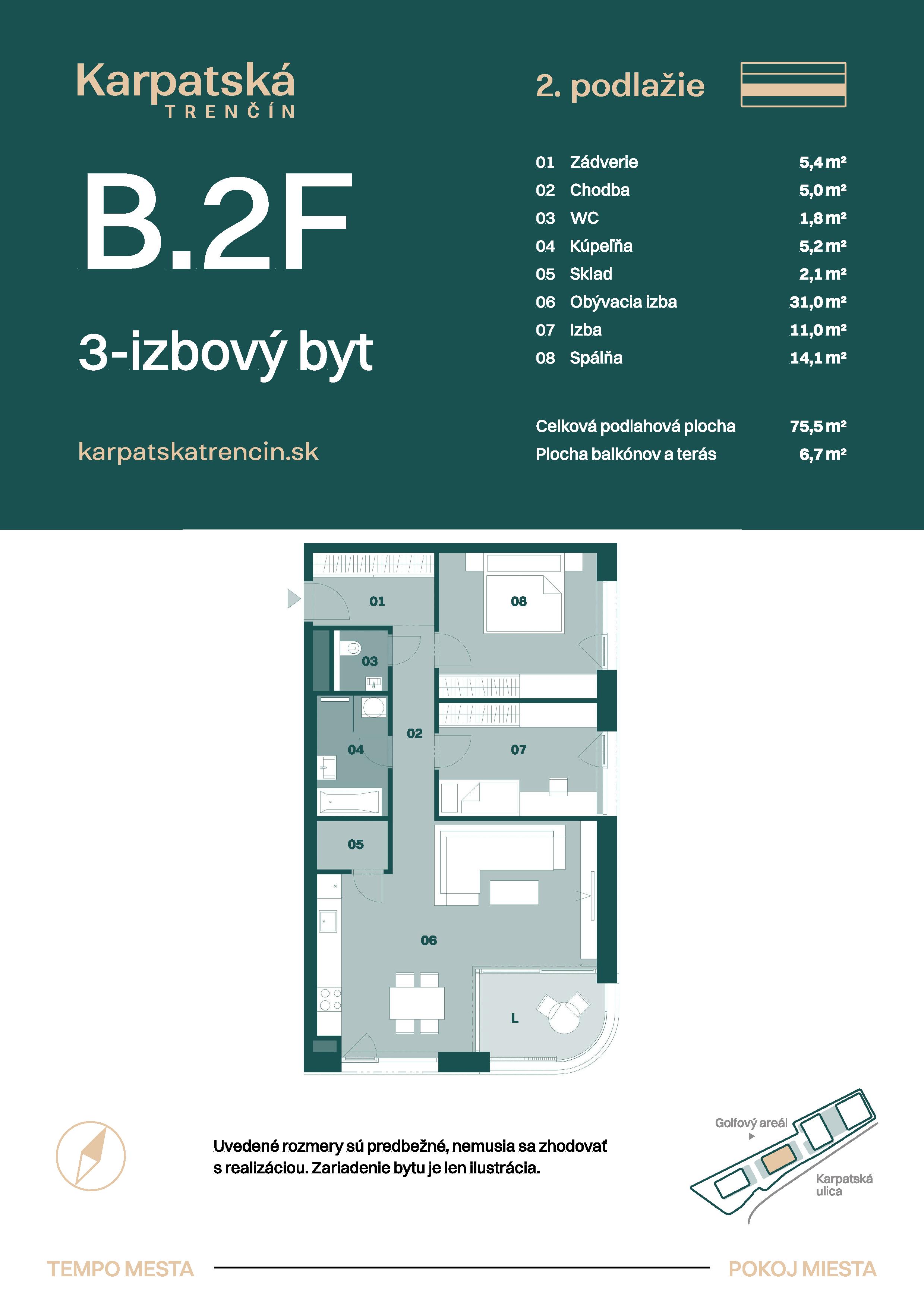 Karpatská Trenčín - B.2F - Pôdorys