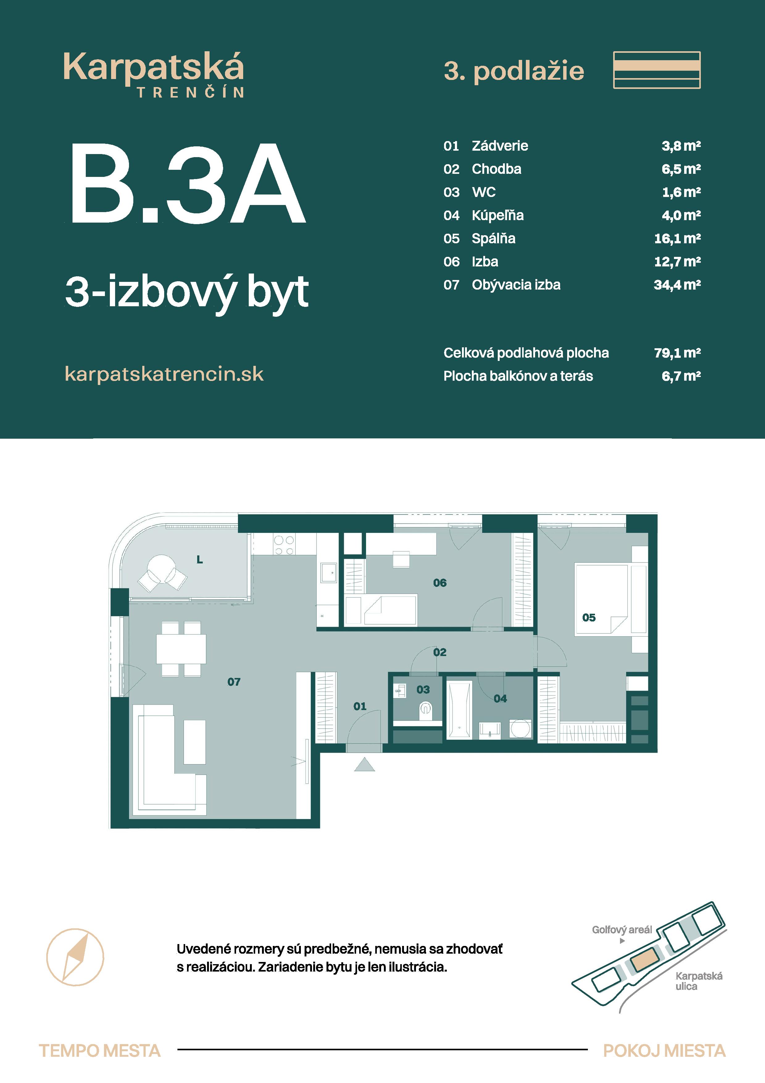 Karpatská Trenčín - B.3A - Pôdorys