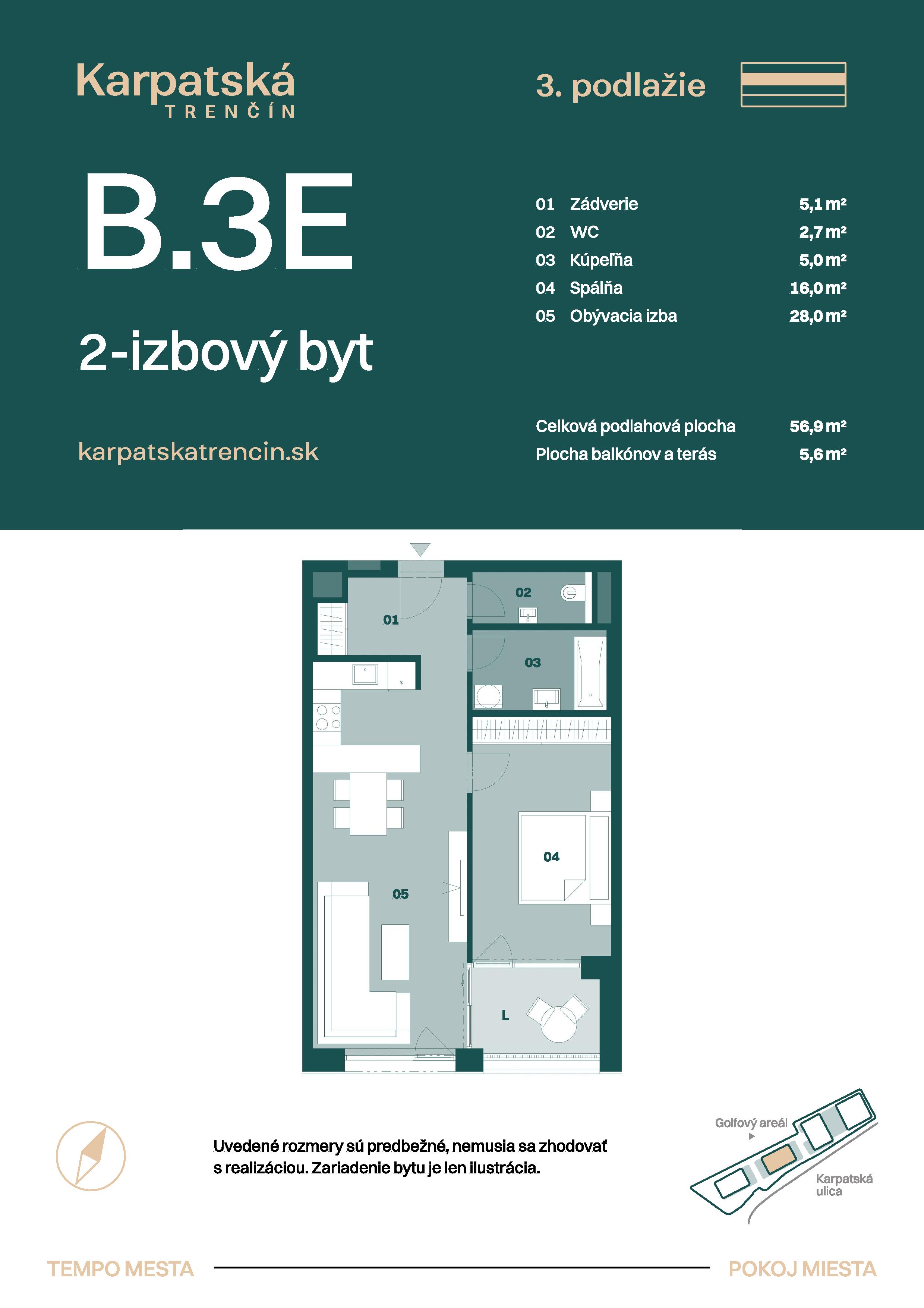 Karpatská Trenčín - B.3E - Pôdorys