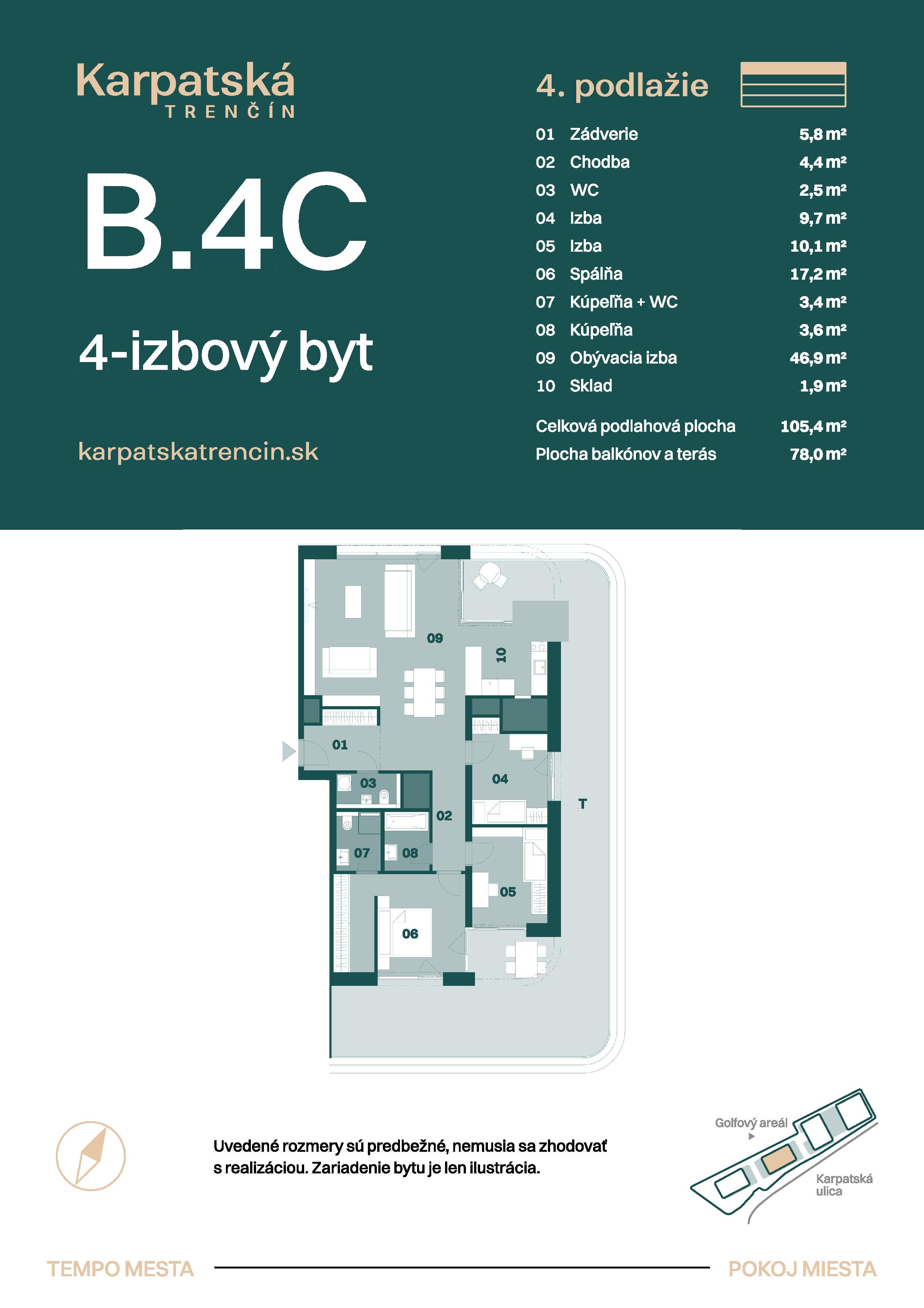Karpatská Trenčín - B.4C - Pôdorys