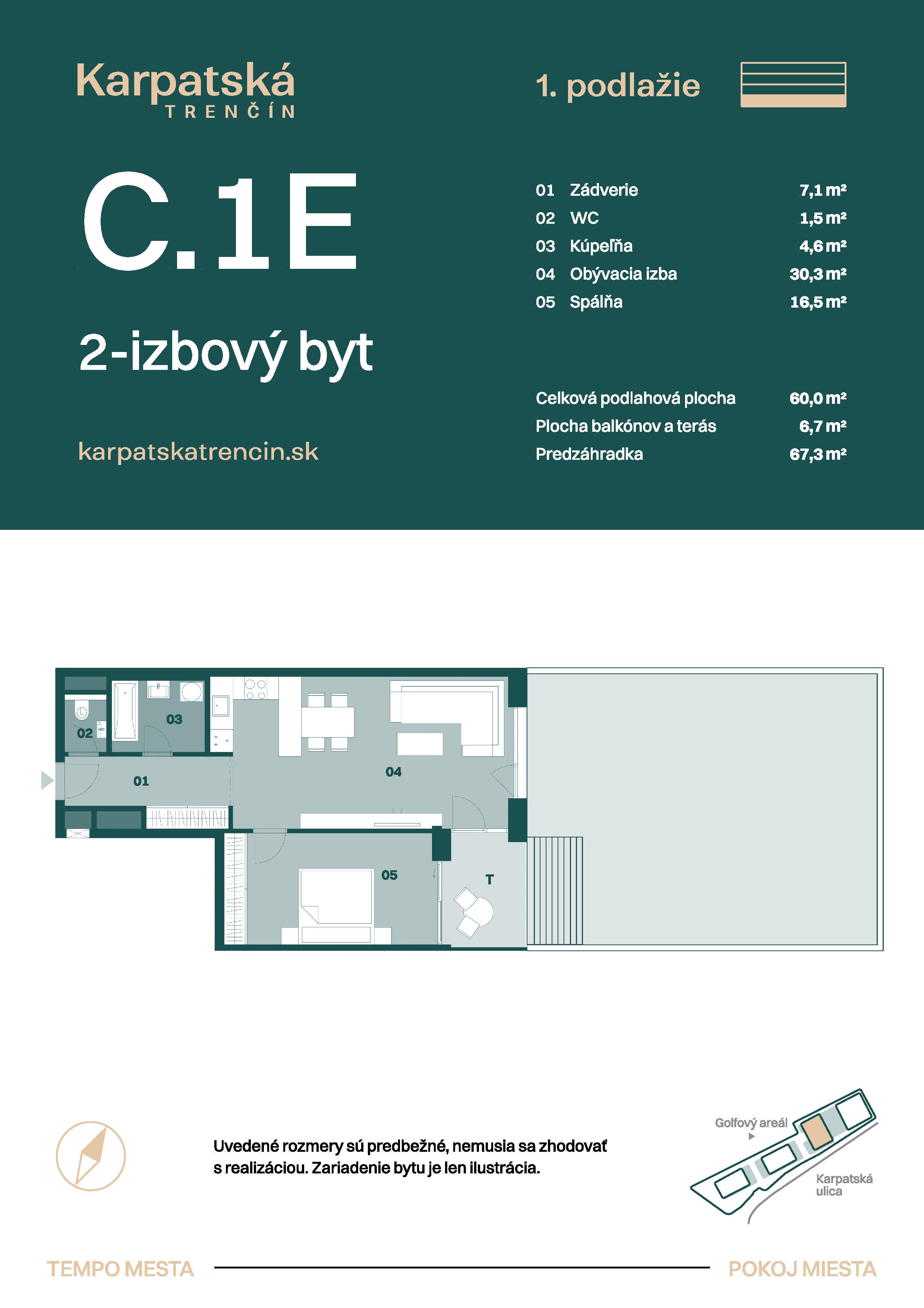 Karpatská Trenčín - C.1E - Pôdorys