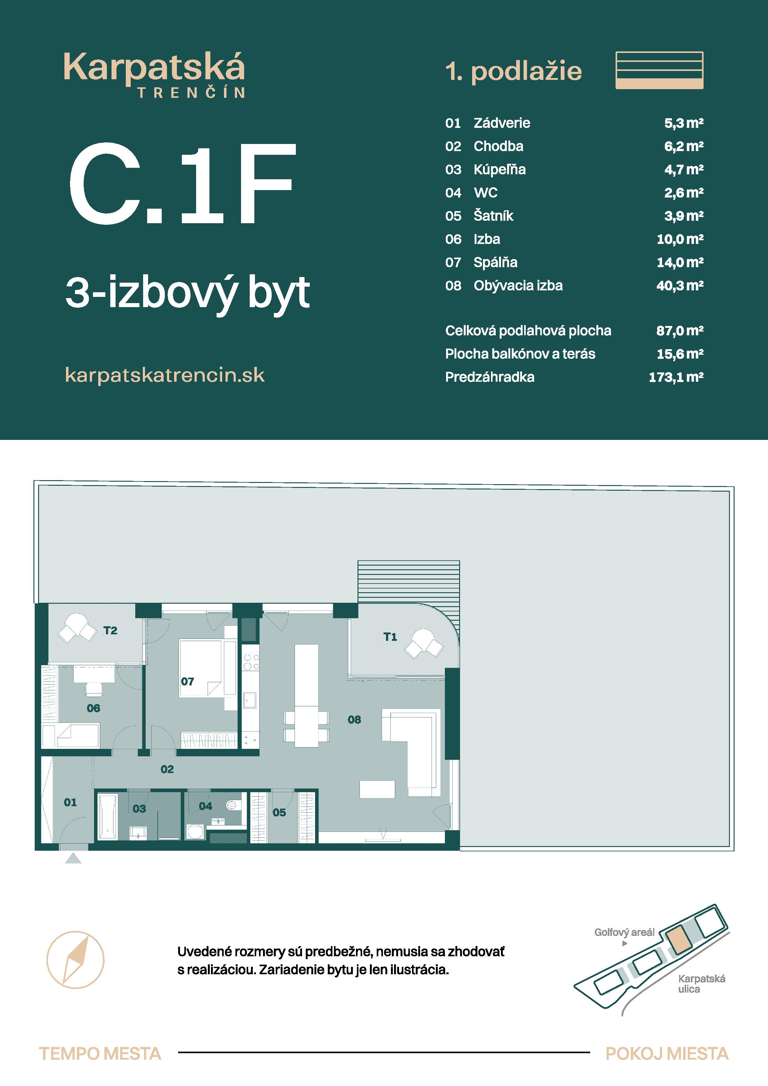 Karpatská Trenčín - C.1F - Pôdorys
