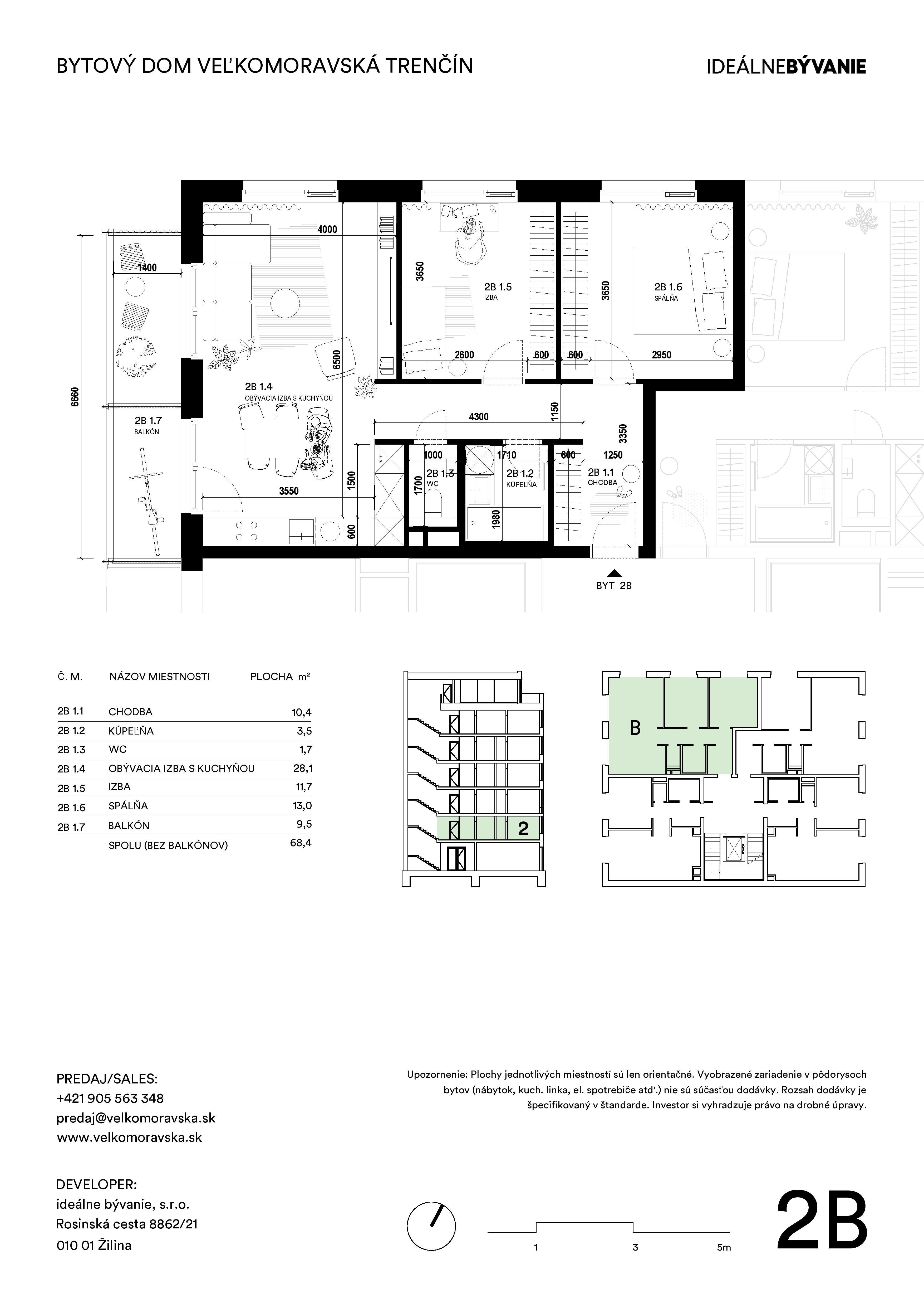 Trenčín Veľkomoravská - 2B - Pôdorys