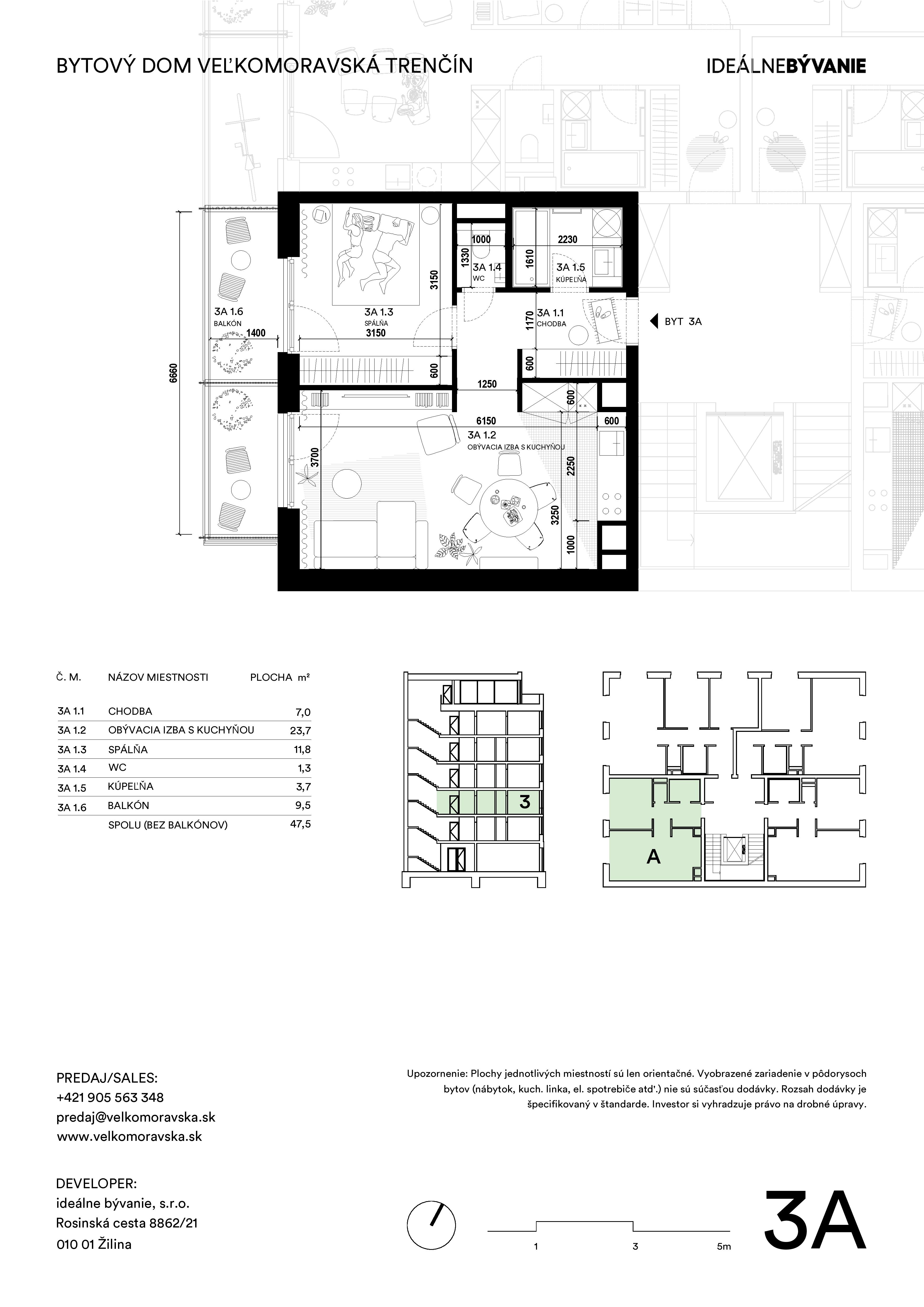 Trenčín Veľkomoravská - 3A - Pôdorys