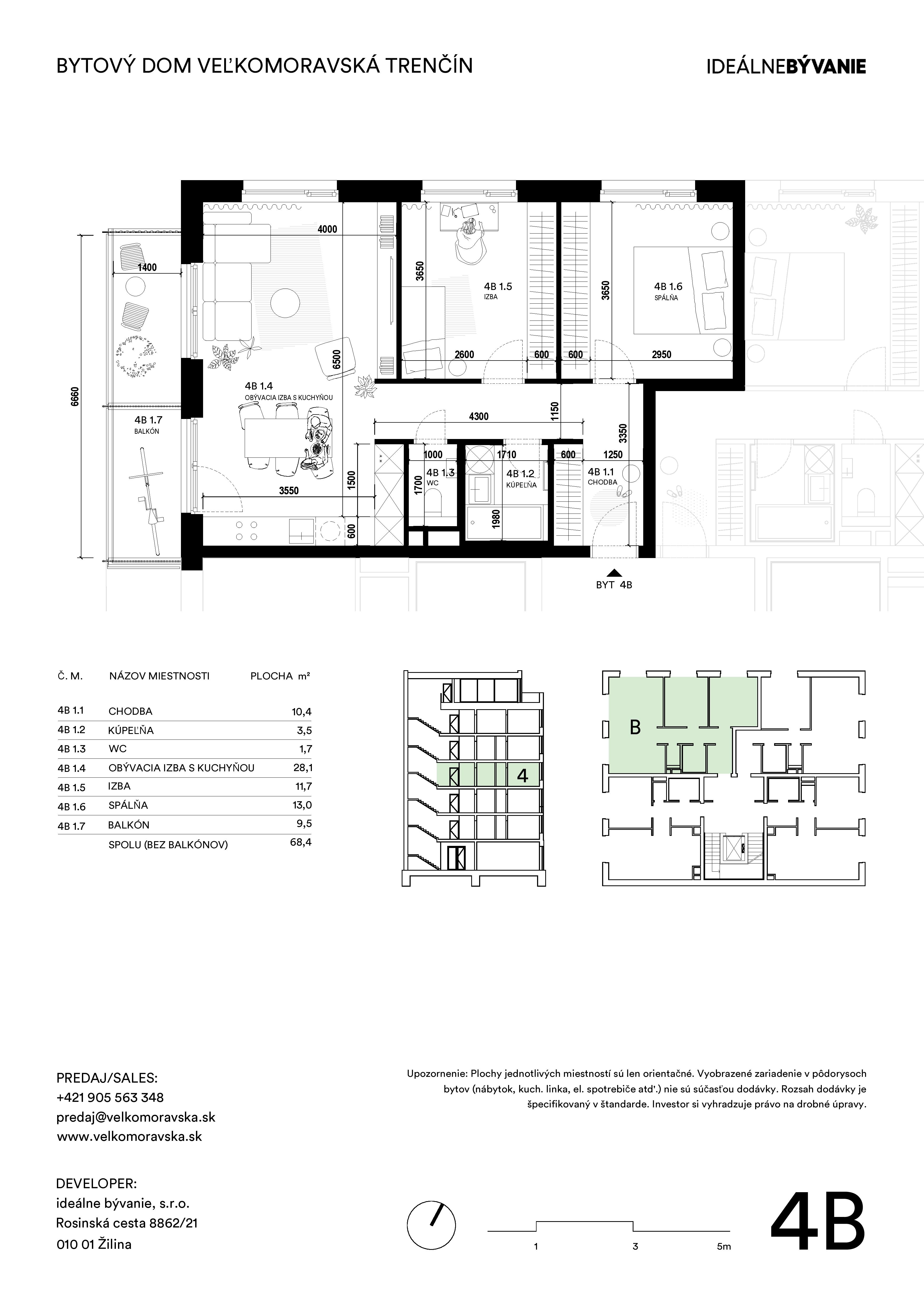 Trenčín Veľkomoravská - 4B - Pôdorys