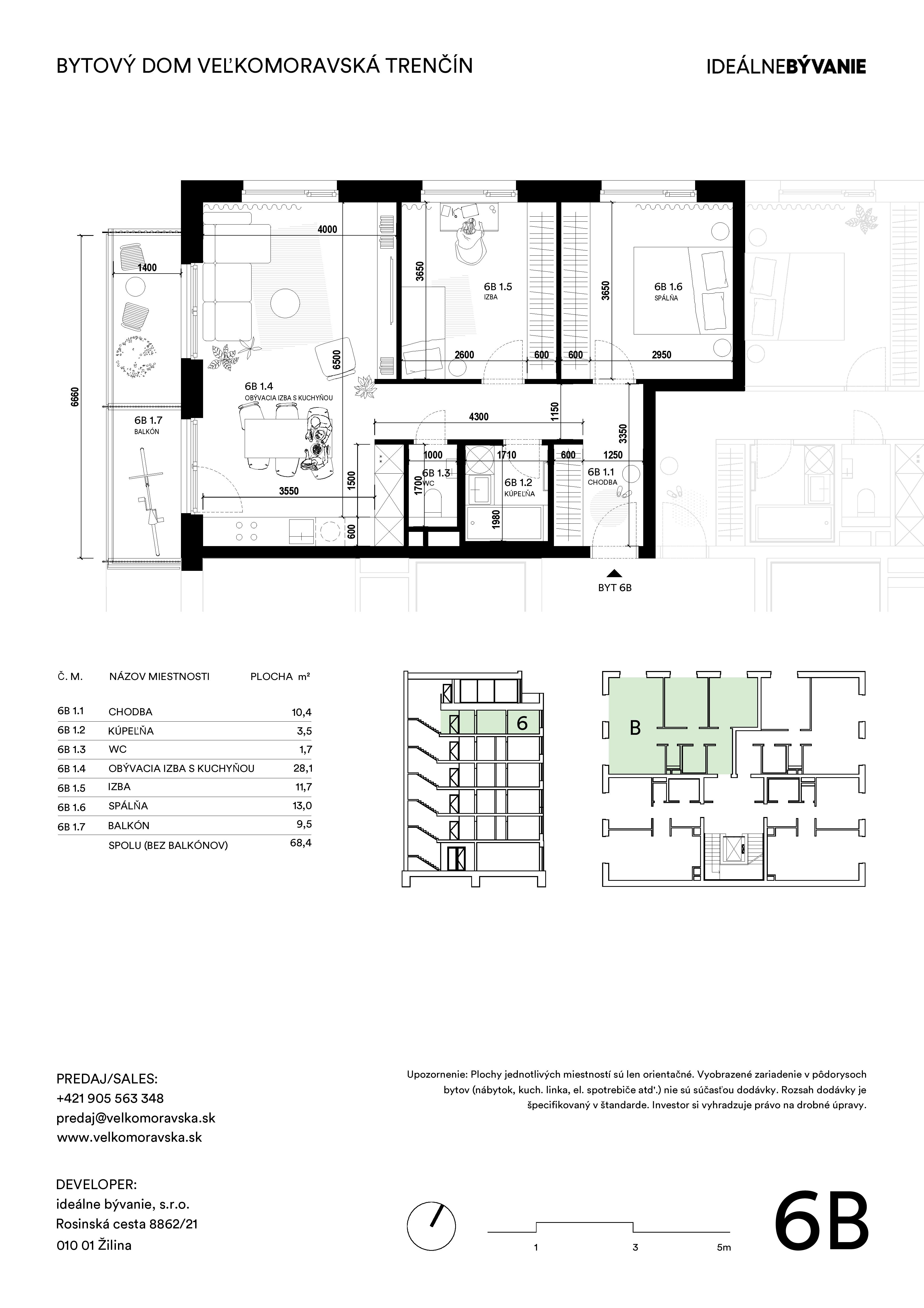 Trenčín Veľkomoravská - 6B - Pôdorys