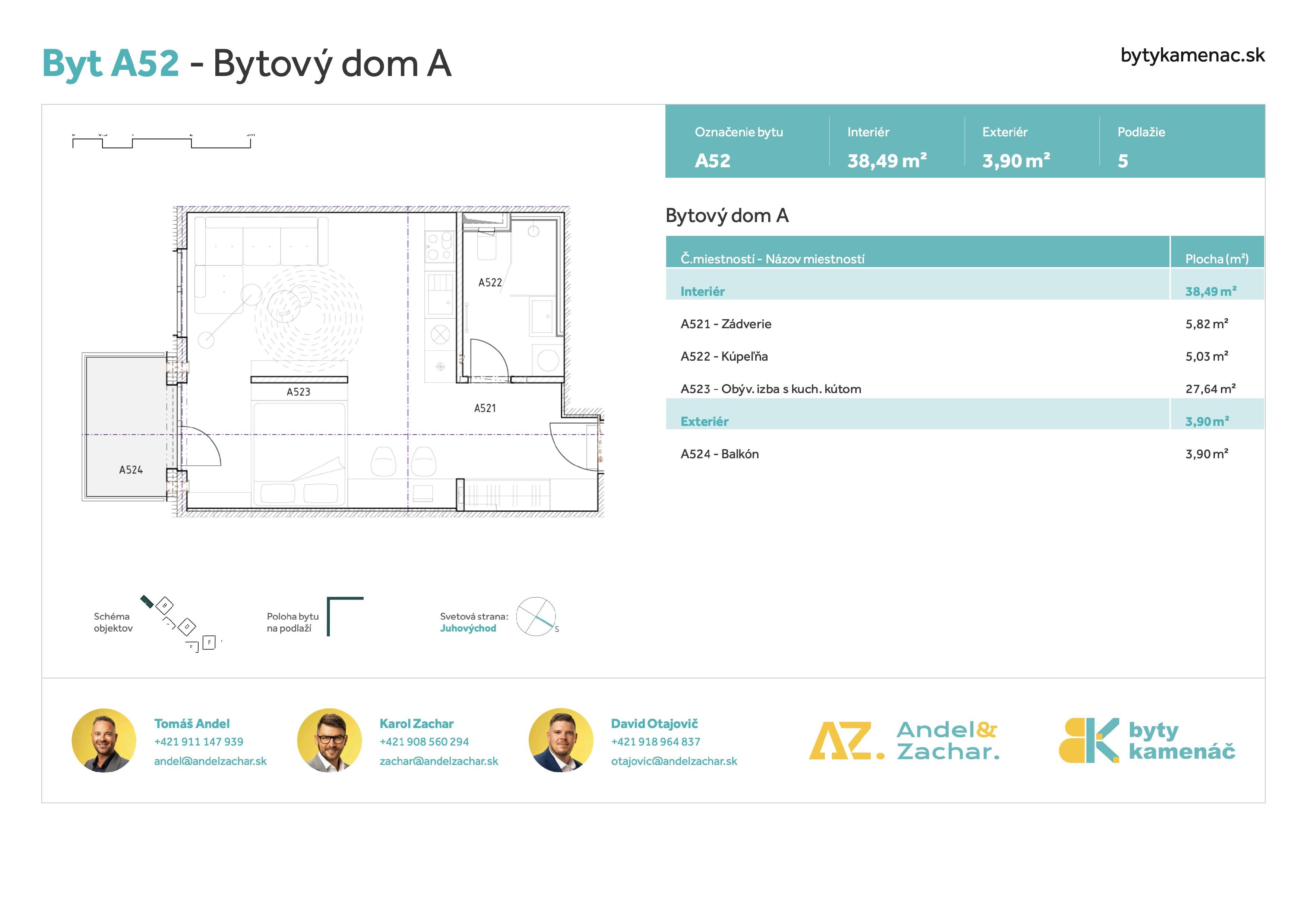 Byty Kamenáč - A52 - Pôdorys