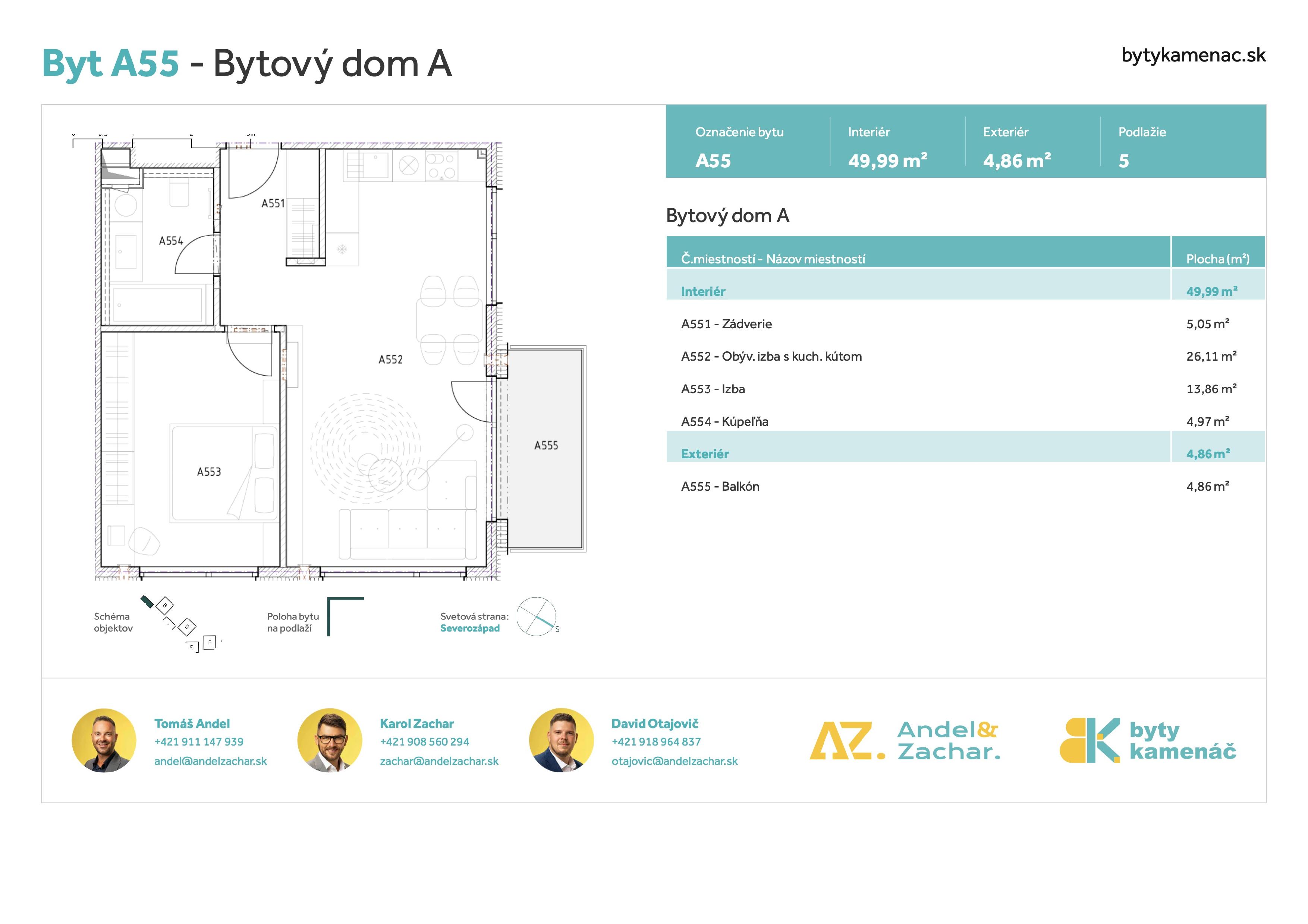 Byty Kamenáč - A55 - Pôdorys